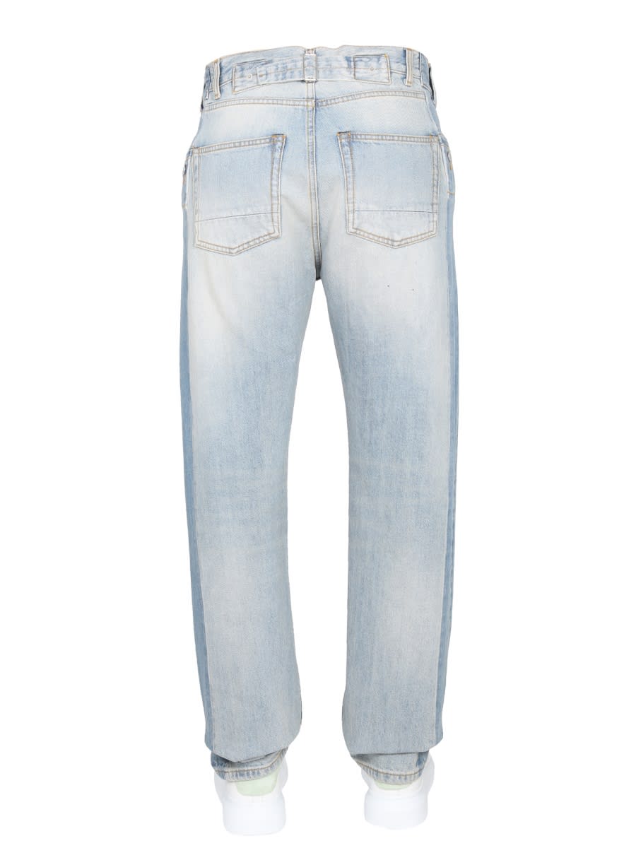 Shop Alexander Mcqueen Worker Jeans With Patches In Blue
