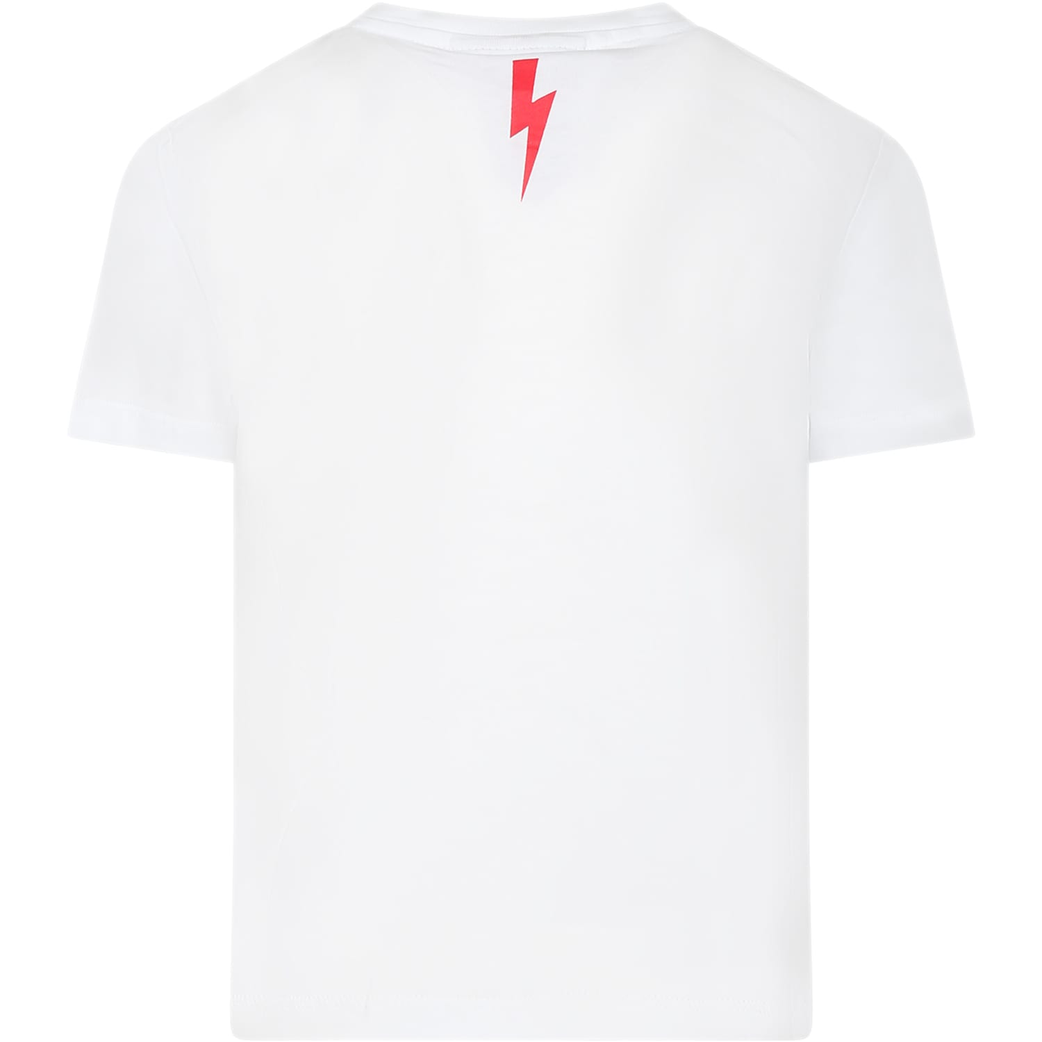Shop Neil Barrett White T-shirt For Boy With Red And White Logo