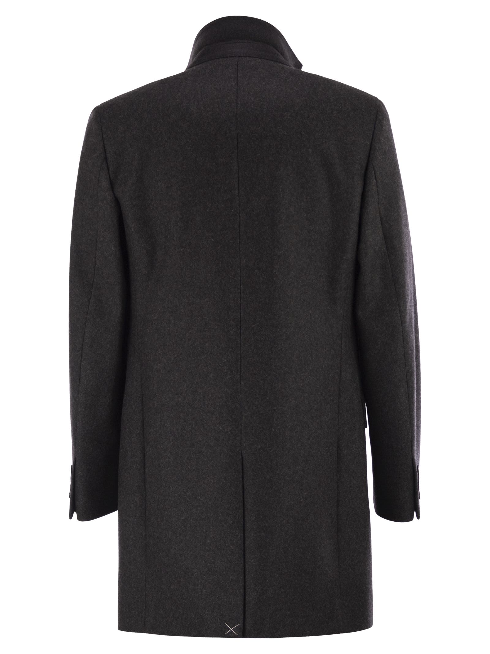 Fay Men Double Coat In Wool And Cashmere Cloth In Gray