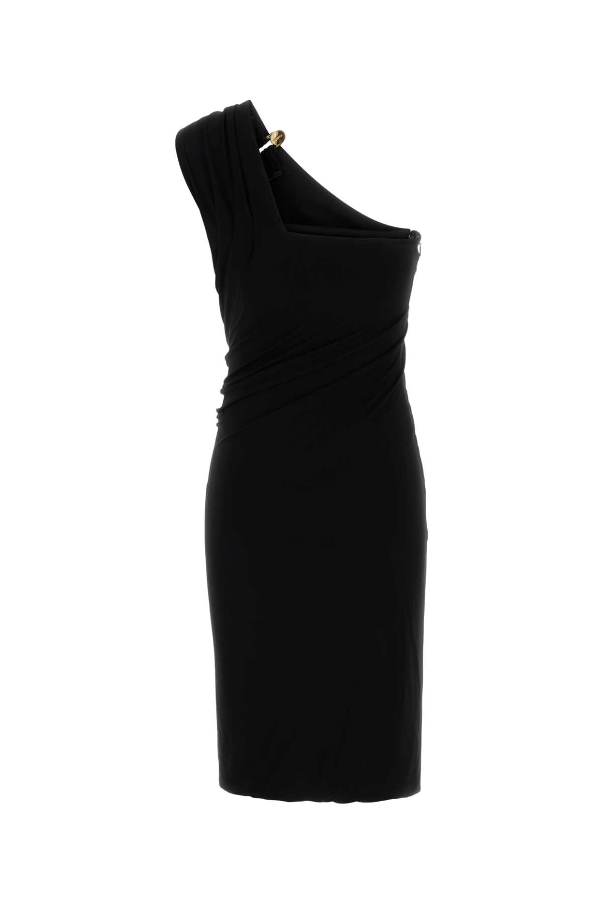 Versace Black Crepe One-shoulder Dress In Black