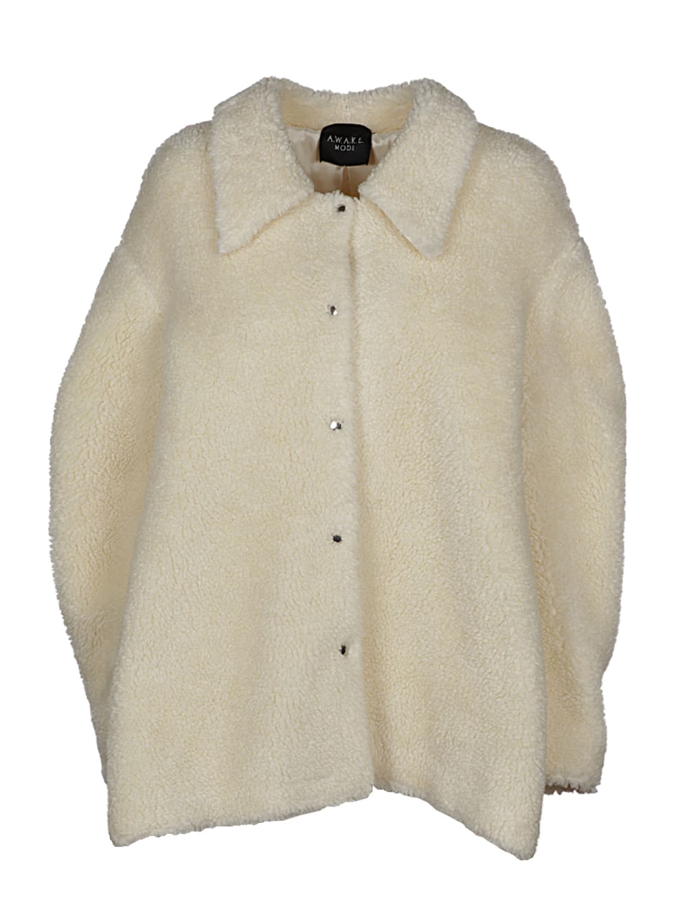 A.W.A.K.E. Mode Faux Shearling Rounded Snap Button Jacket