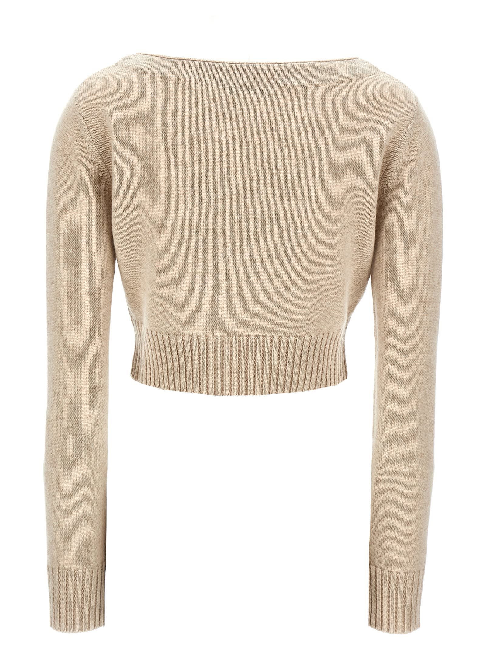 Max Mara Cropped Knitted Top In Beige