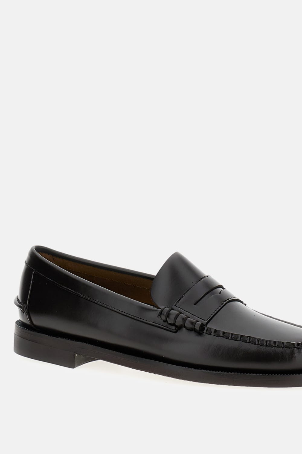 Sebago Round Toe Slip-on Moccasins With Cut-out Upper Design In Black