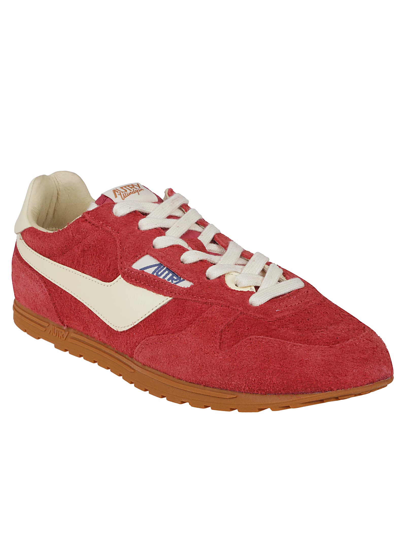 Autry Windspin Sneakers In Suede And Parrot Leather And Rutabaga In Red/rutabaga