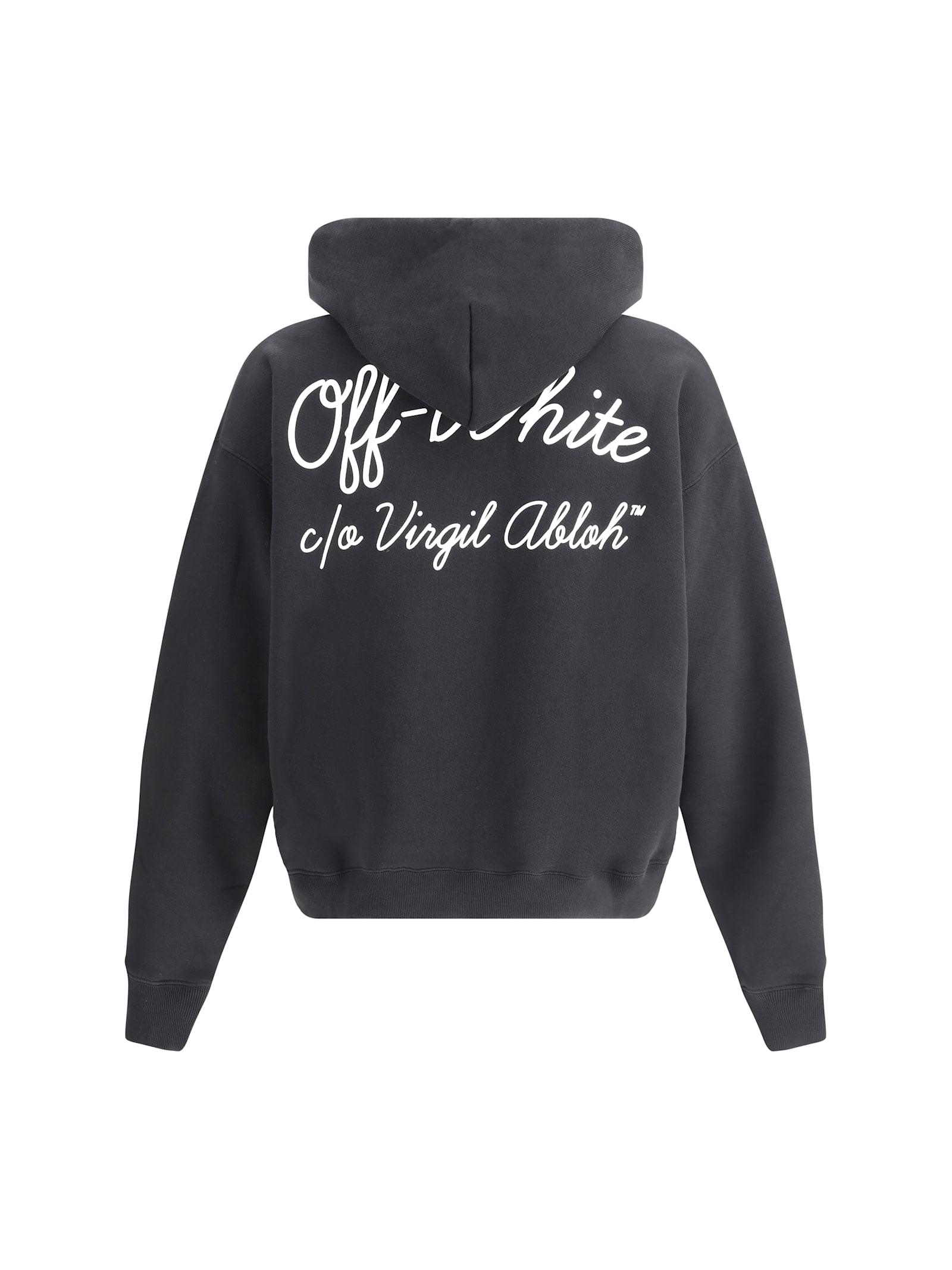 Off-white Hoodie With Drawstring-adjustable Kangaroo Pocket In Black/white