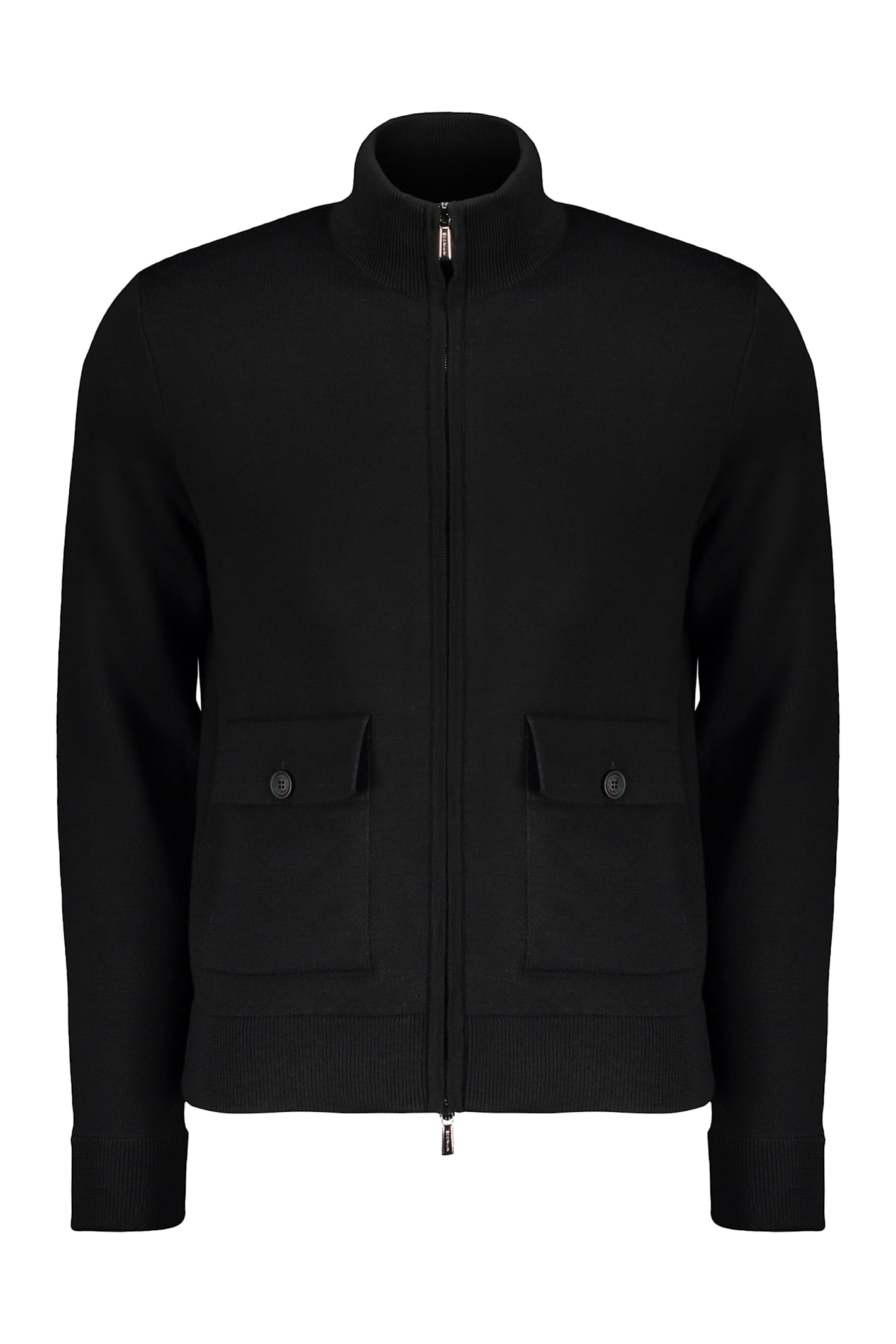 Moorer Elegant Black Knit Cardigan With Zip In Black