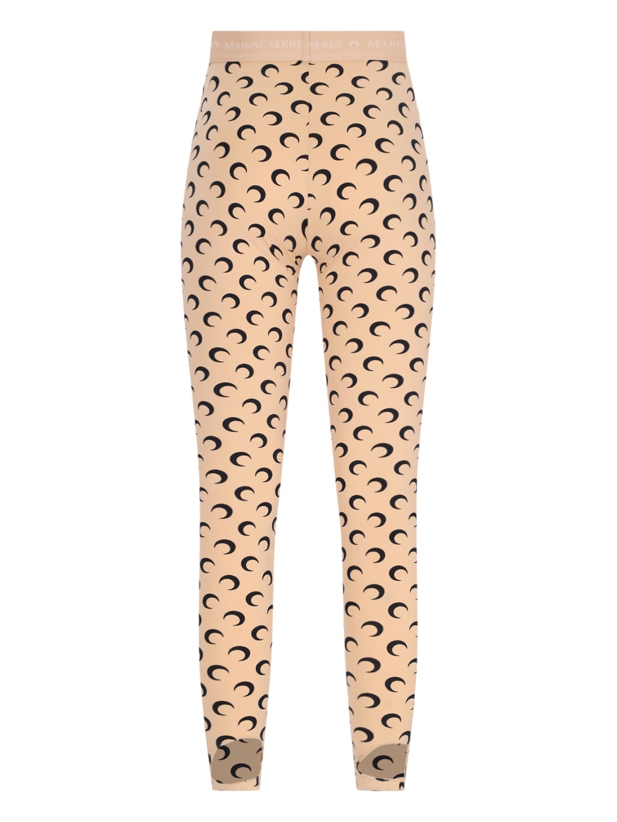 Marine Serre Women's Ta10 Moon-print Stirrup-strap Recycled-polyamide-blend Leggings In Nude