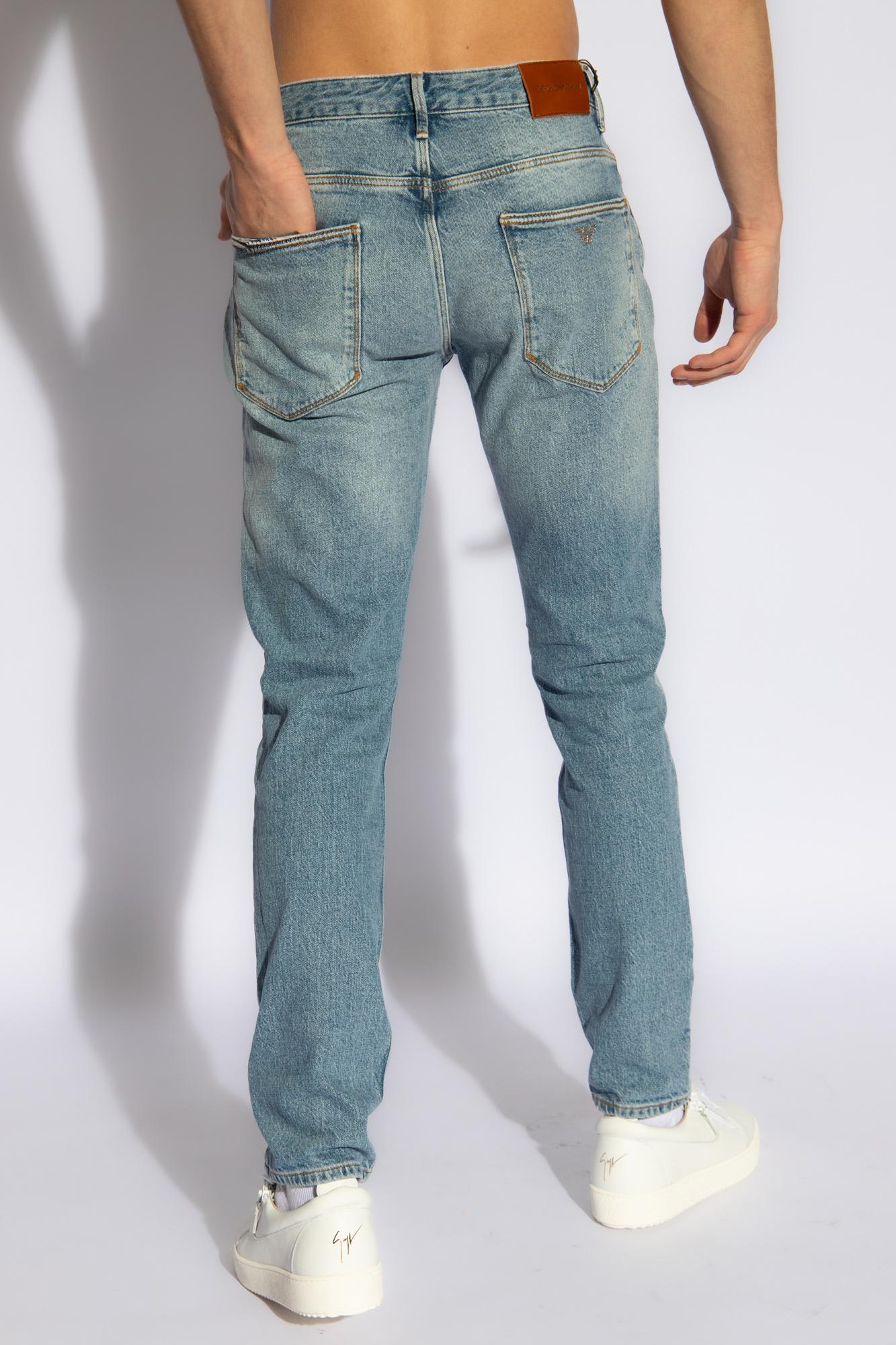 Shop Emporio Armani Slim-fit Jeans In Clear Blue