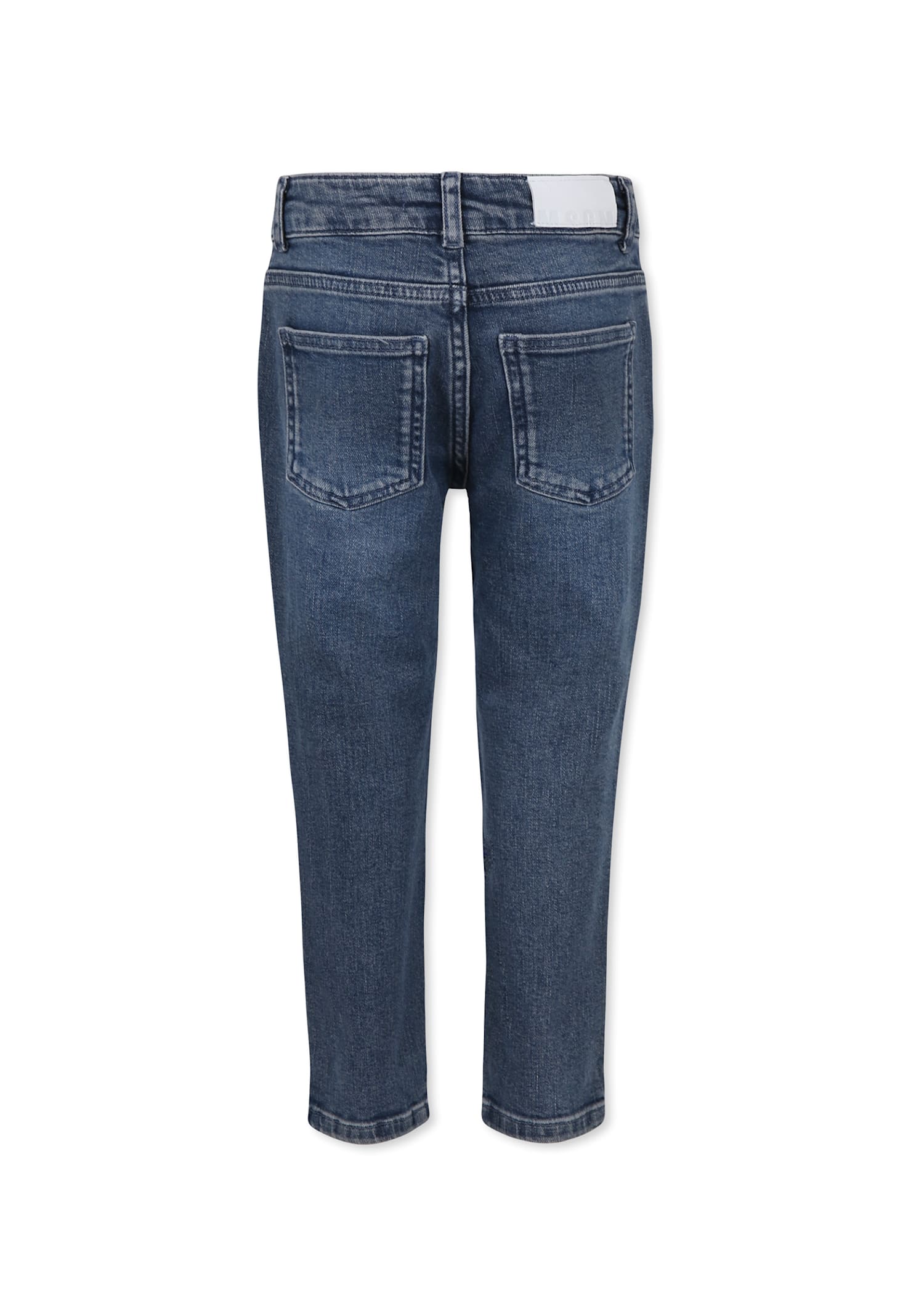 Msgm Denim Jeans For Boy With Logo In Blue