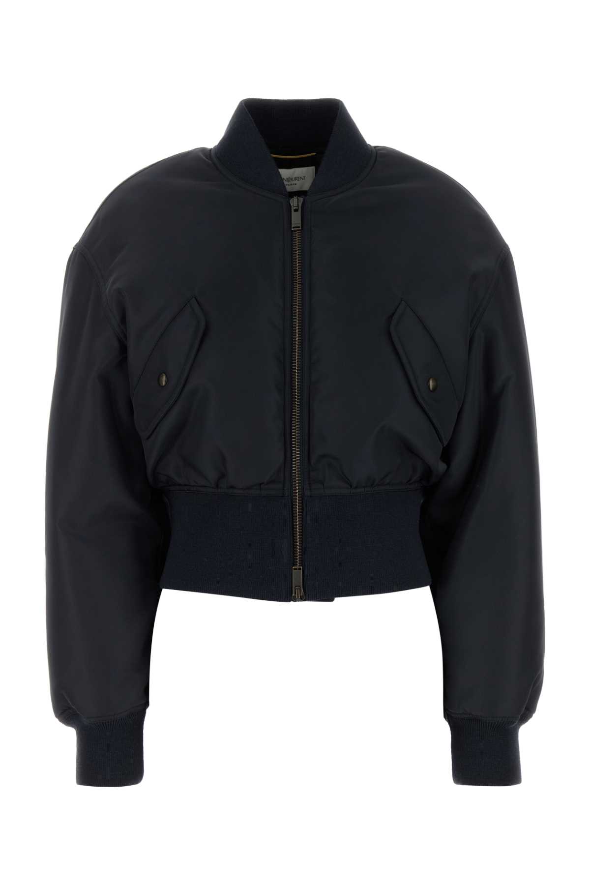 Saint Laurent Dark Blue Nylon Bomber Jacket