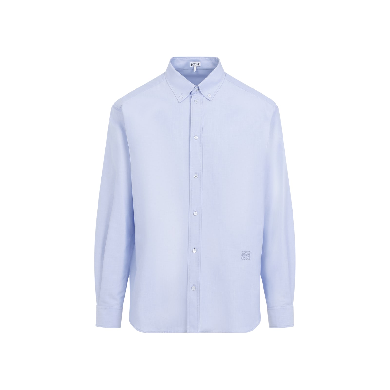 Shop Loewe Cotton Shirt In Soft Blue