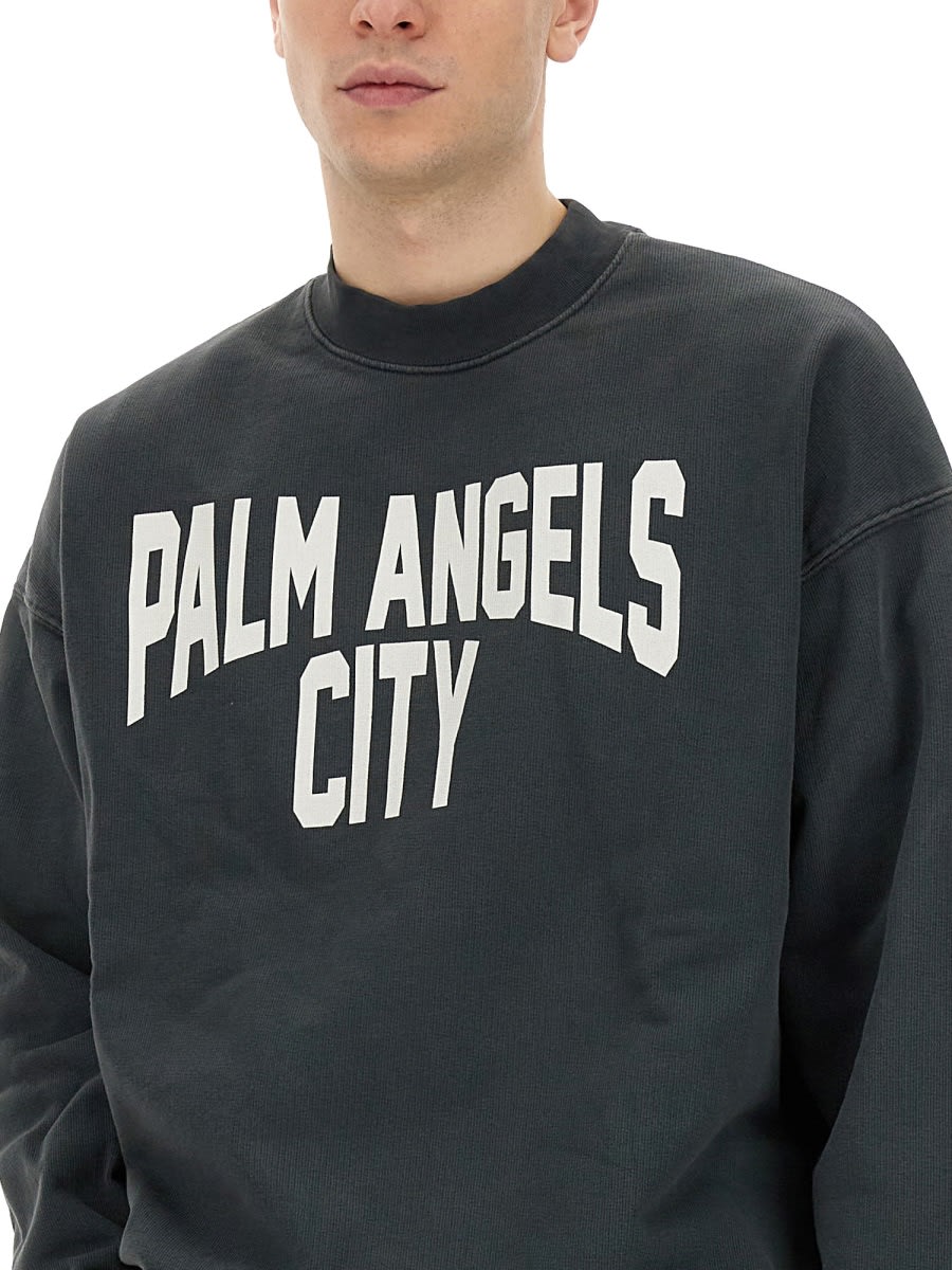 Shop Palm Angels Sweatshirt With Logo In Grey