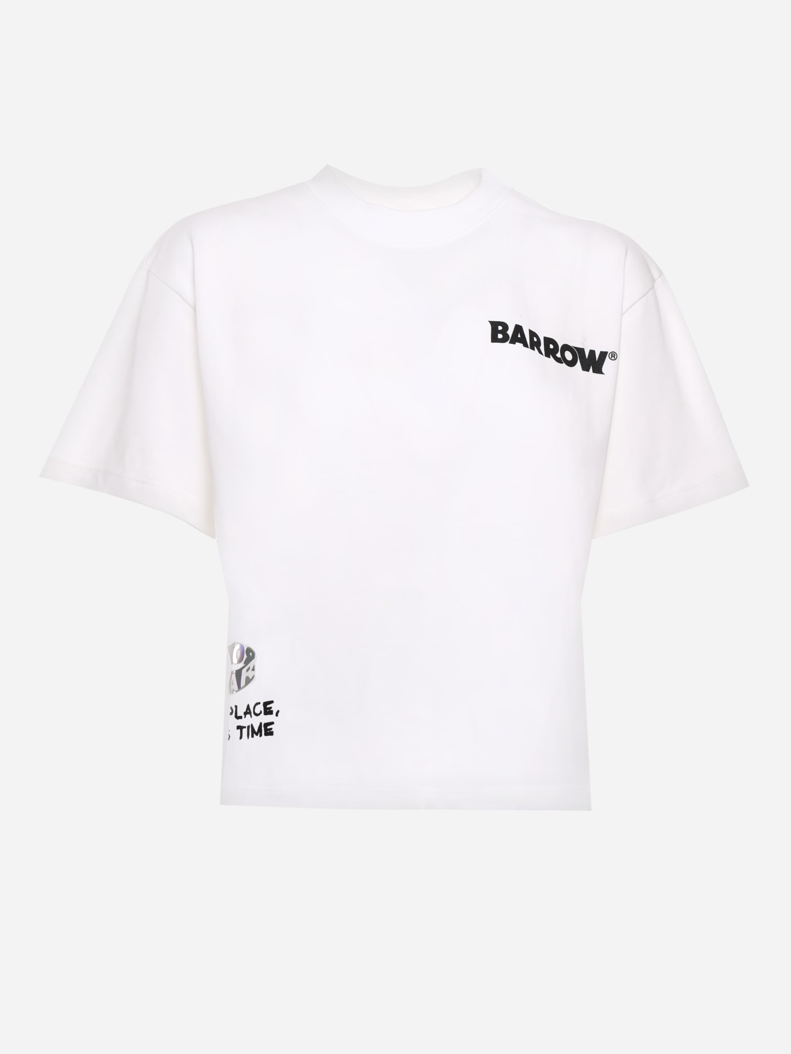 BARROW COTTON T-SHIRT WITH MAXI REAR LOGO PRINT WITH CRYSTALS,029451 -002
