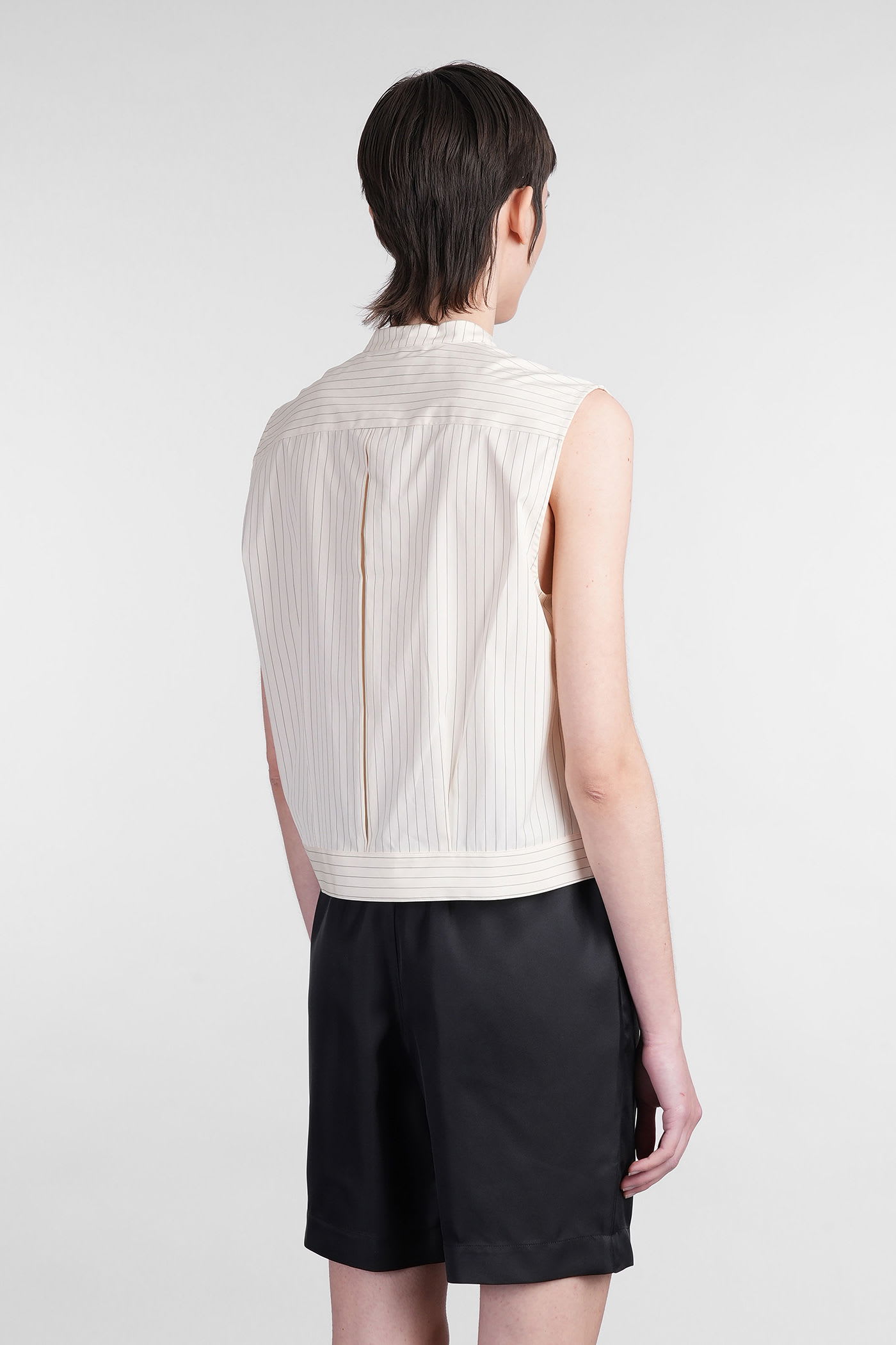 LOULOU STUDIO HALE STRIPES SHIRT IN BEIGE COTTON