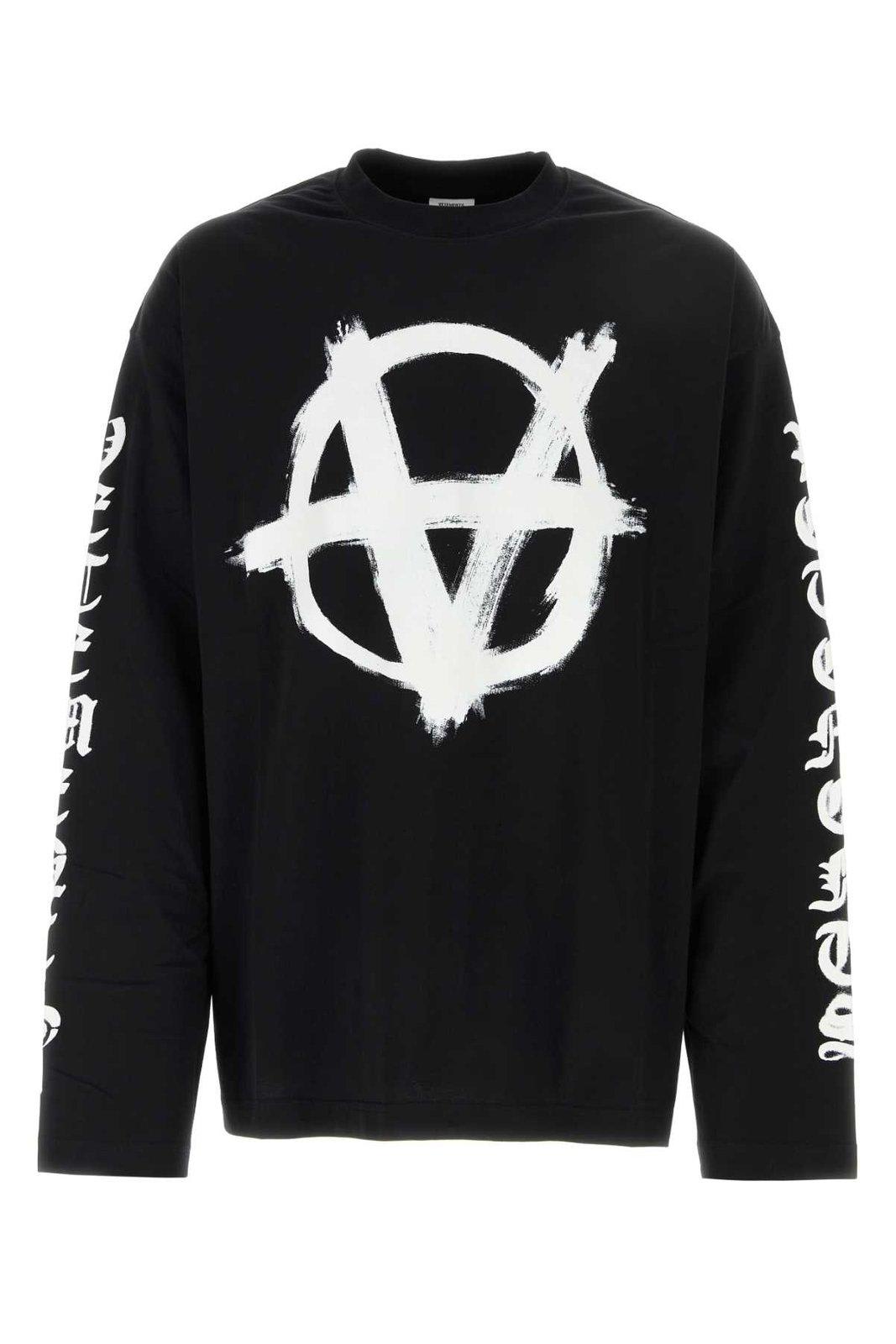 Shop Vetements Double Anarchy Long Sleeved T-shirt In Black