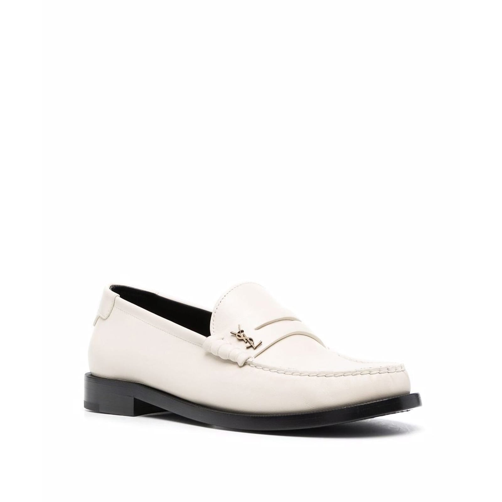 Shop Saint Laurent Leather Loafers In White