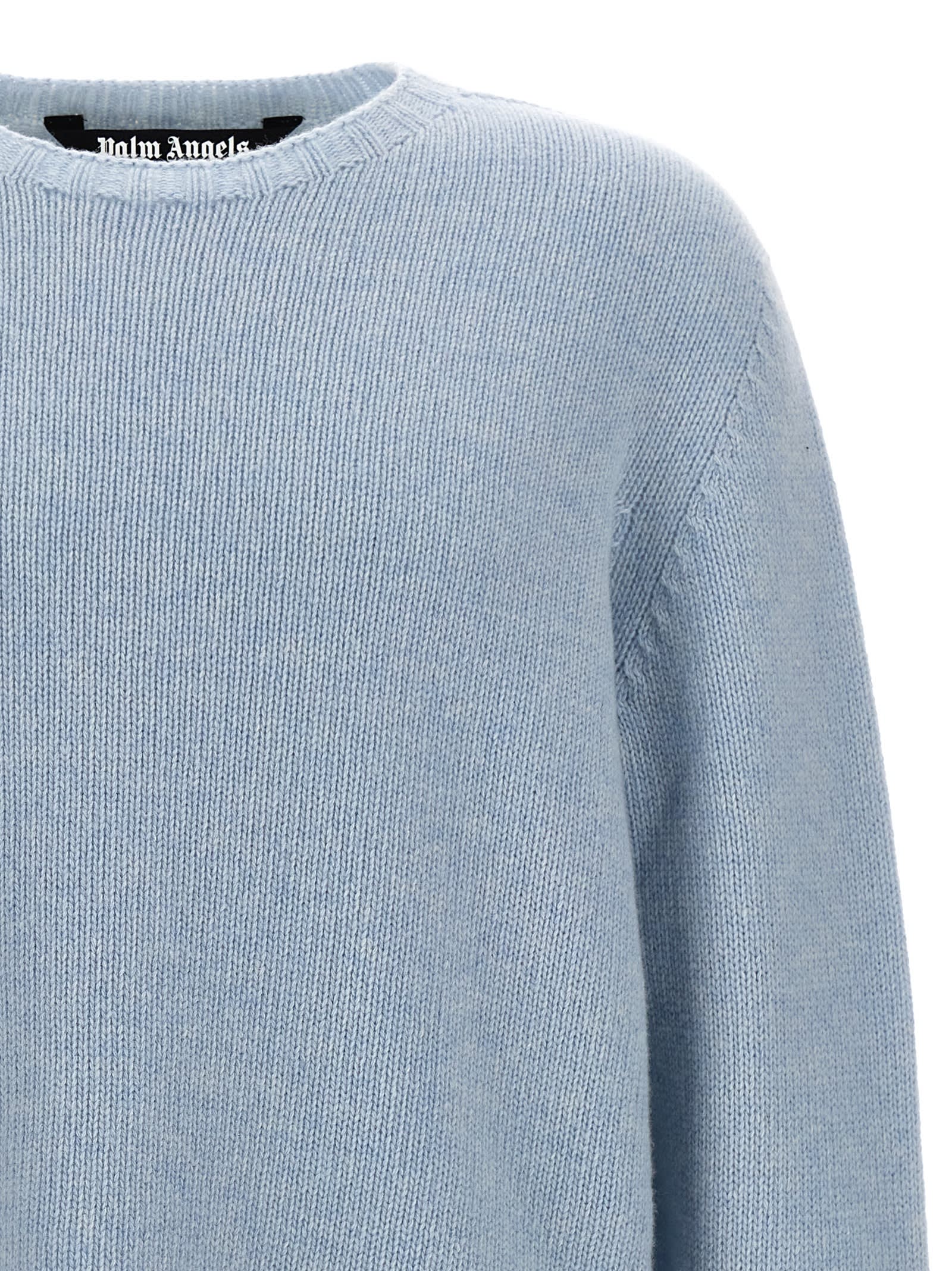Shop Palm Angels Curved Logo Sweater In Light Blue