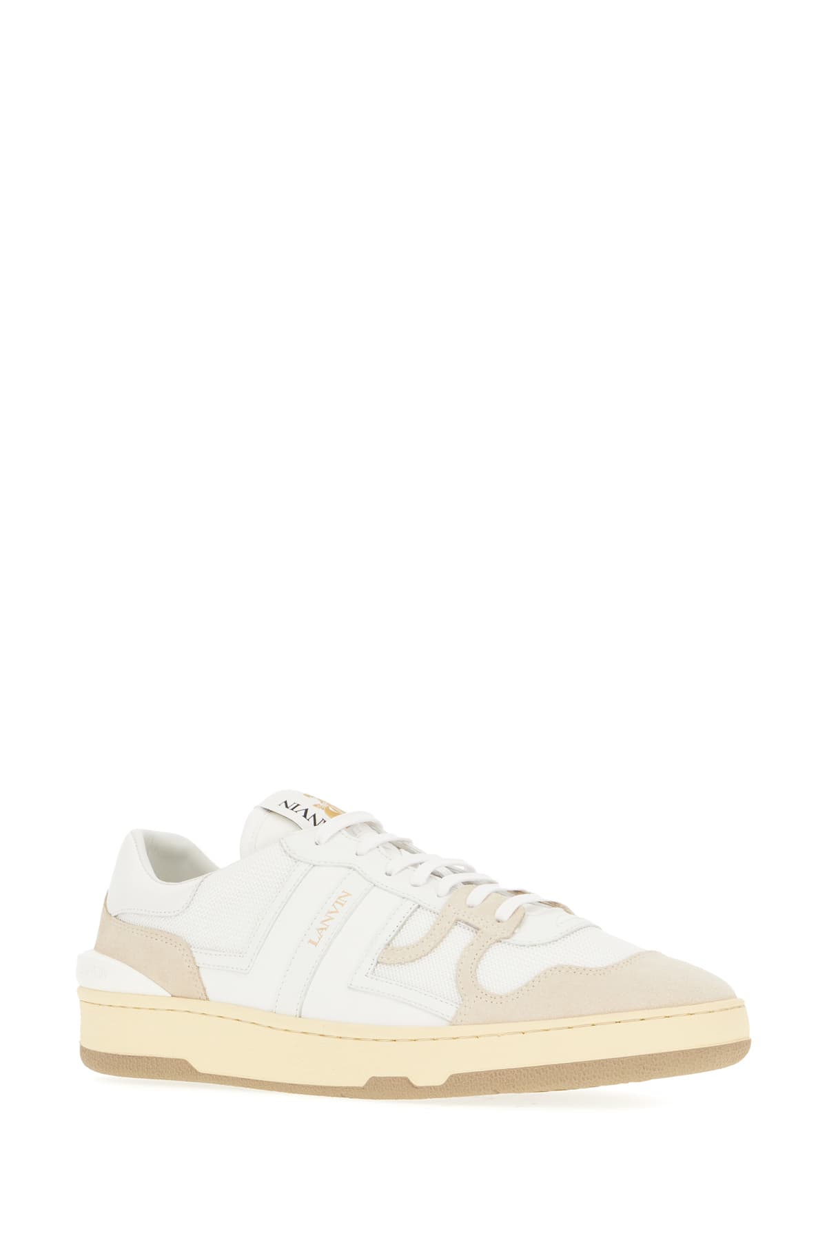 Lanvin Mesh And Leather Clay Sneakers With In White