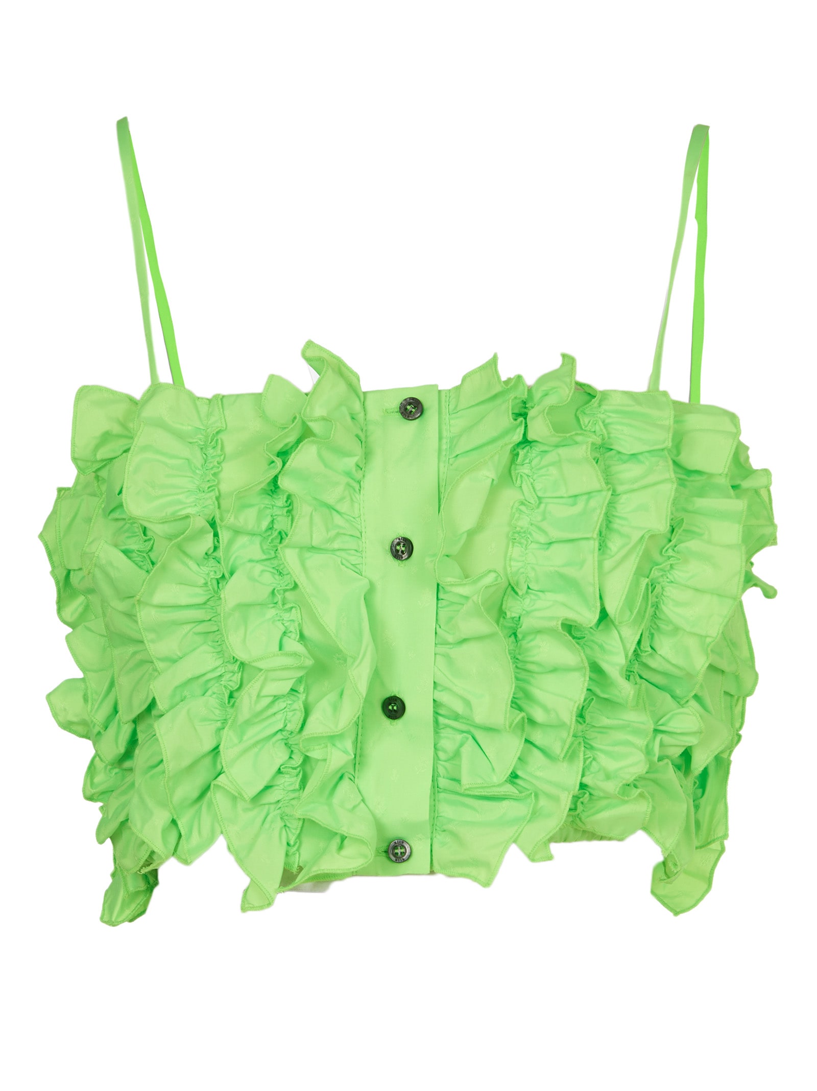 MSGM Green Top With Ruffles