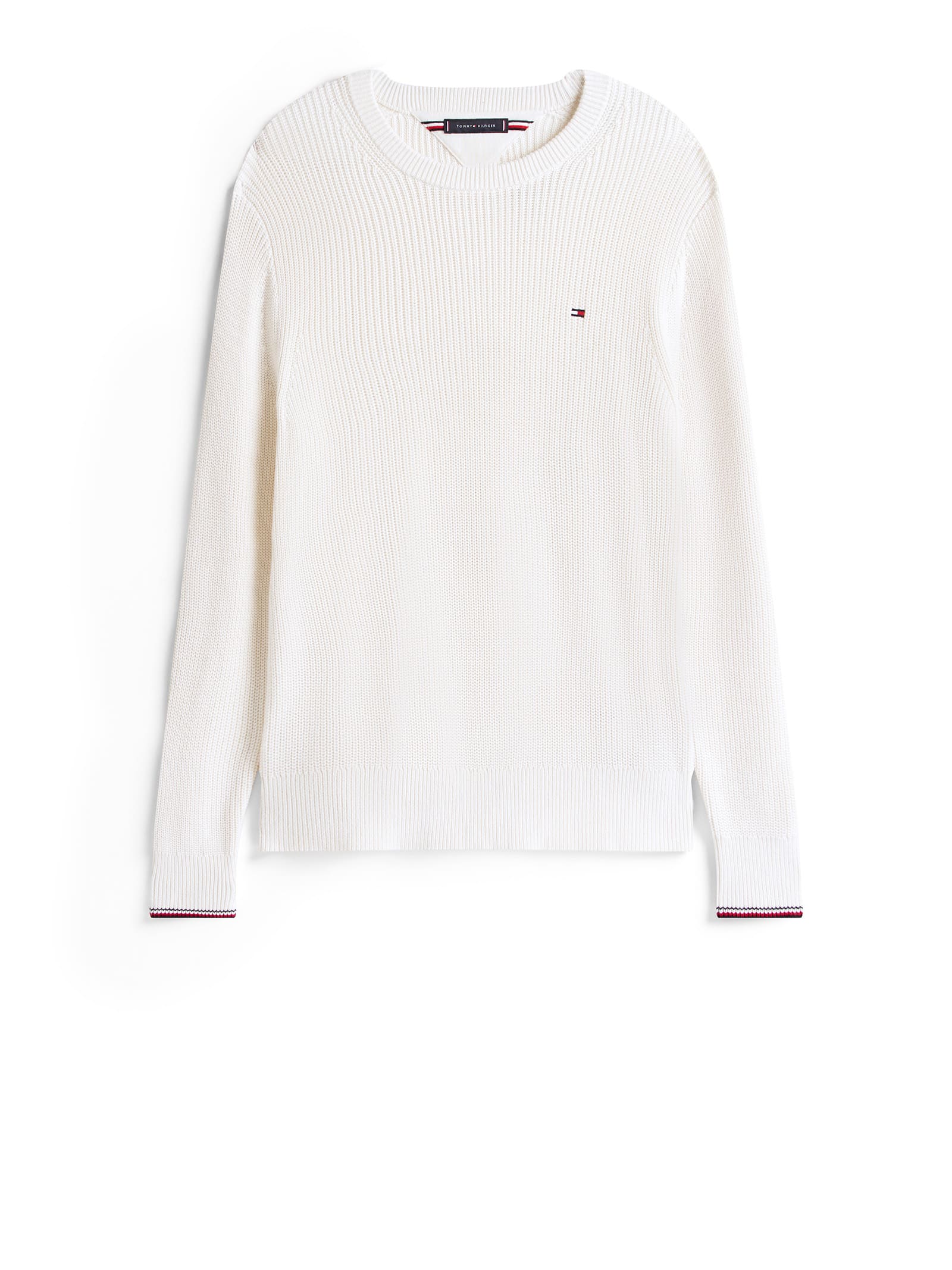 Tommy Hilfiger Ivory Knit With Two-tone Striped Cuffs In White