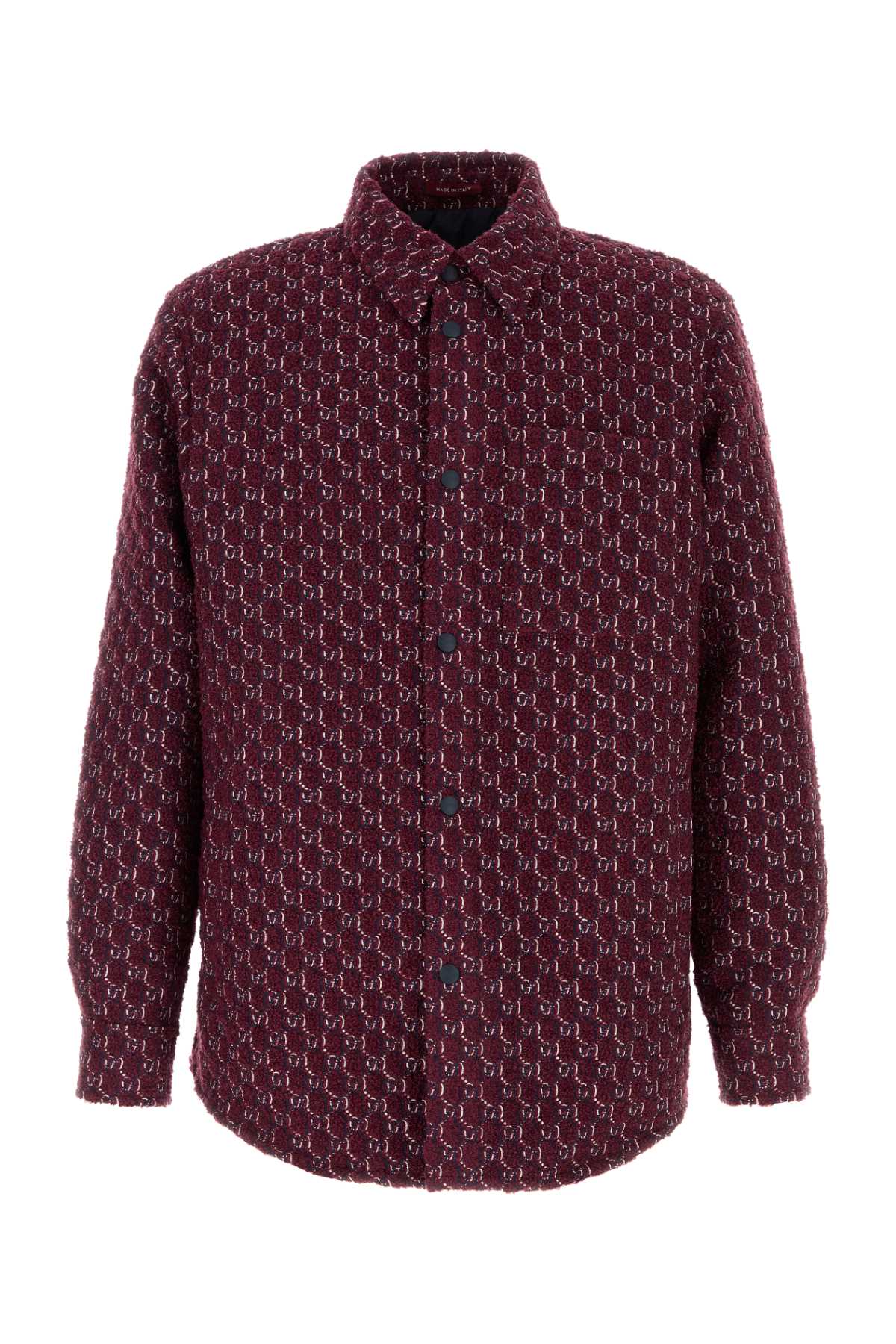 Shop Gucci Burgundy Bouclã© Padded Shirt In Burgundybluemc