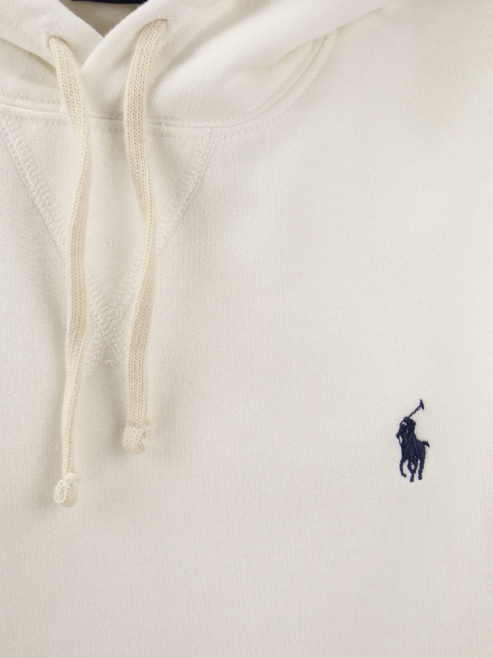 Shop Polo Ralph Lauren Cotton Blend Hoodie With Logo In White