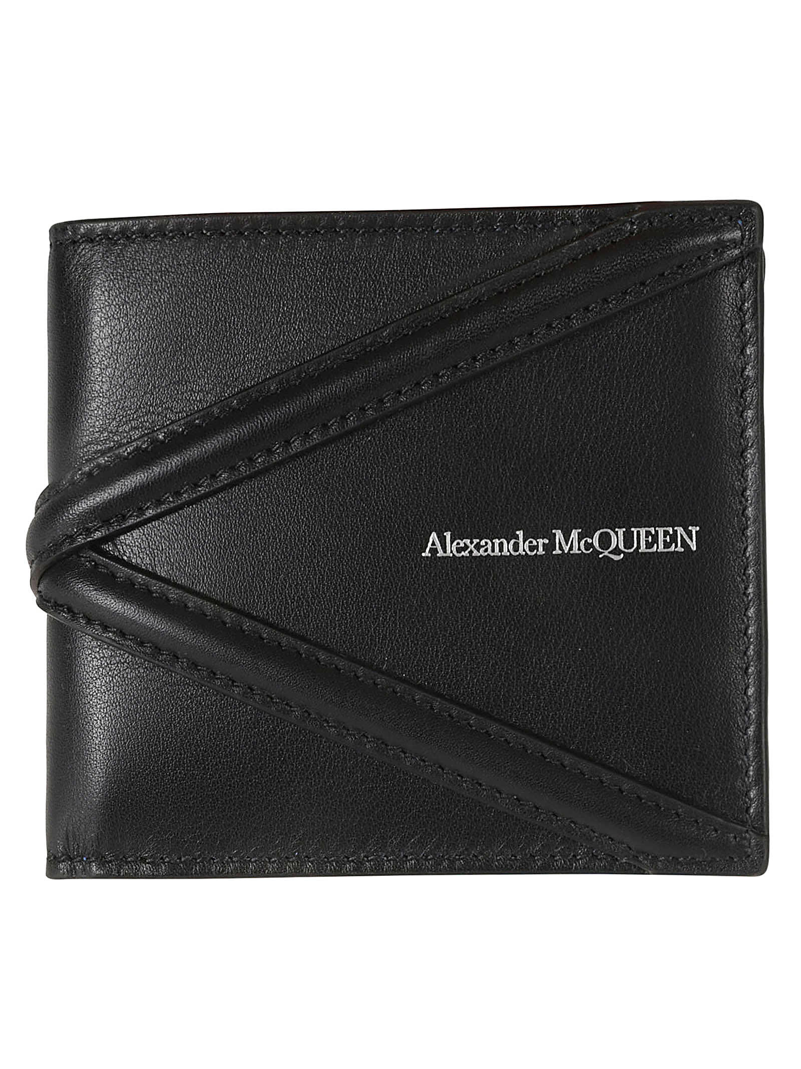 Shop Alexander Mcqueen Logo Print Bifold Wallet In Black