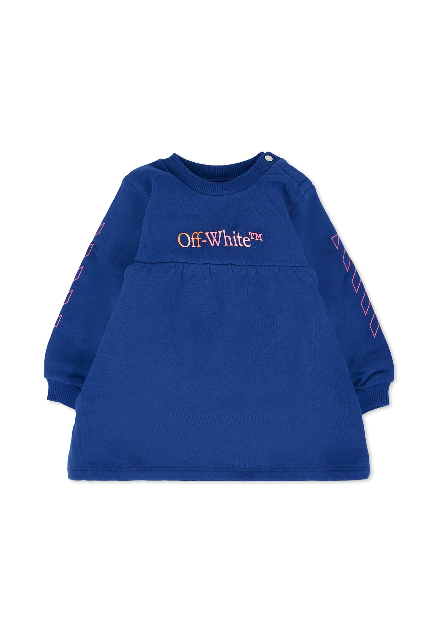 Off-white Blue Dress For Baby Girl With Logo In Blue