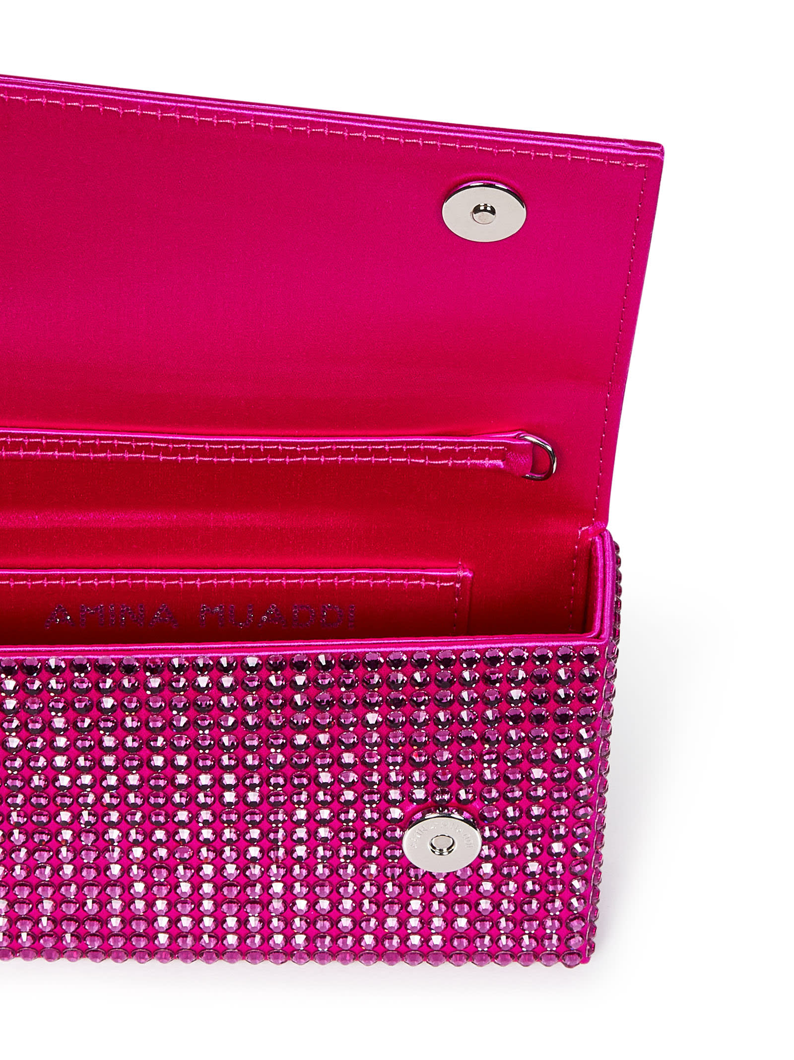 Shop Amina Muaddi Superamini Paloma Clutch In Fuchsia