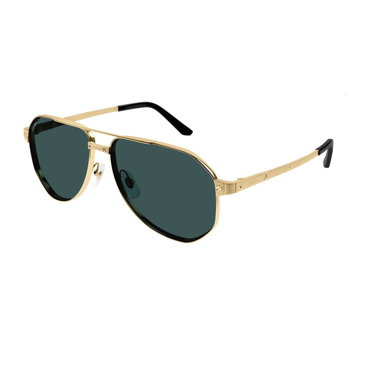 Shop Cartier Ct0461s Santos De  003 Gold Sunglasses In Oro