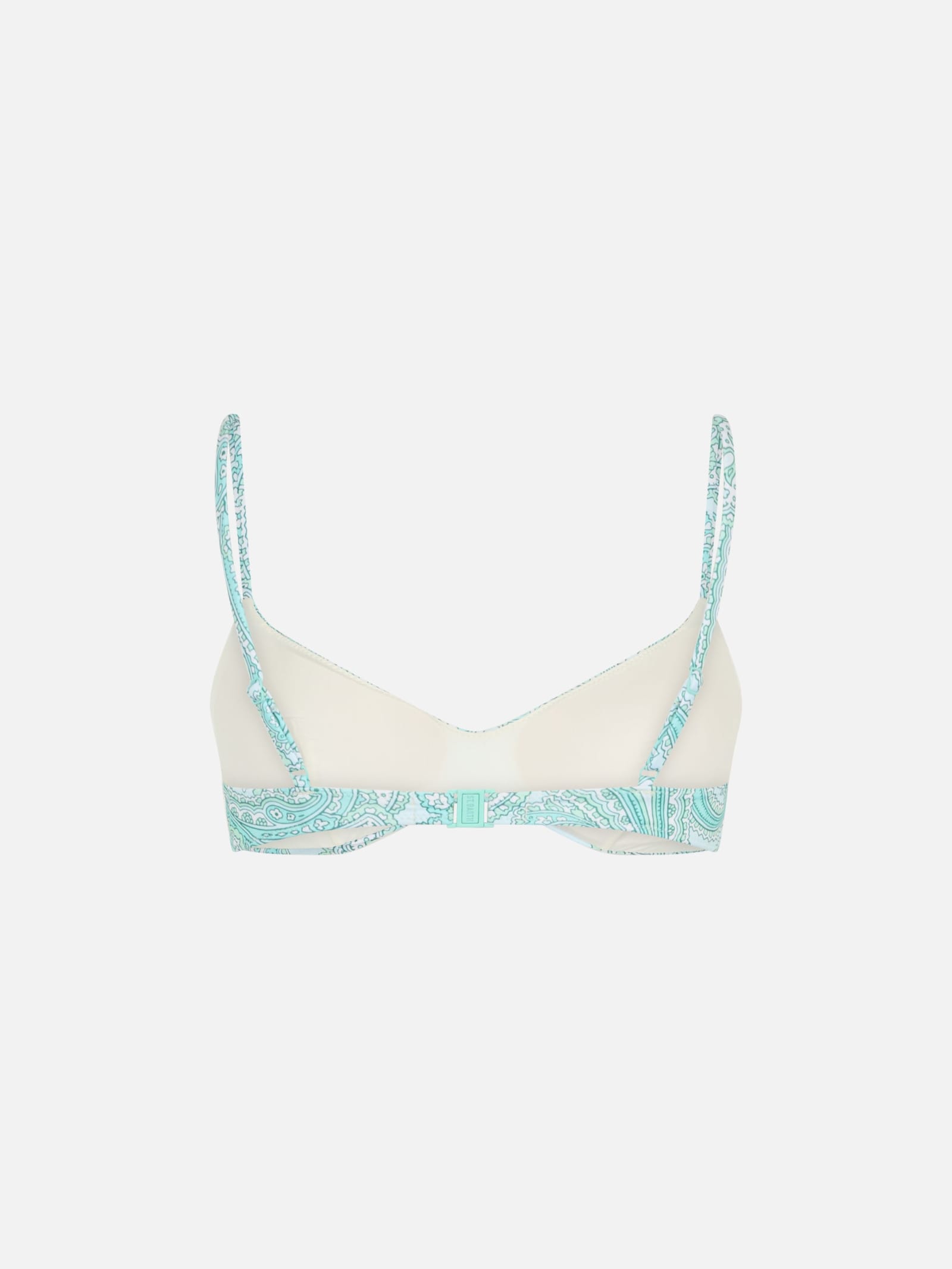 Mc2 Saint Barth Woman Paisley Scoop Bralette Beach Top May In Verde Acqua
