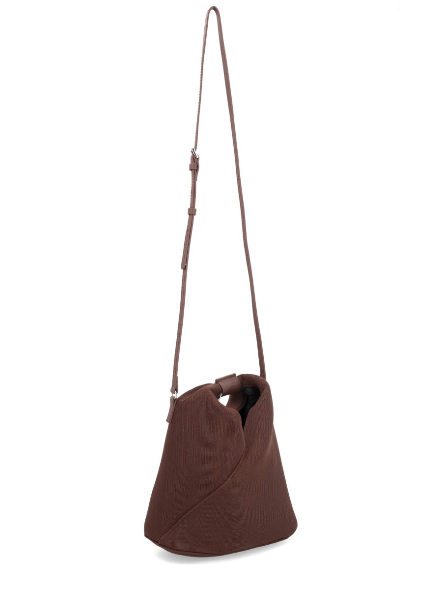Mm6 Maison Margiela Triangular Design Crossbody Bag With Adjustable Strap In Brown