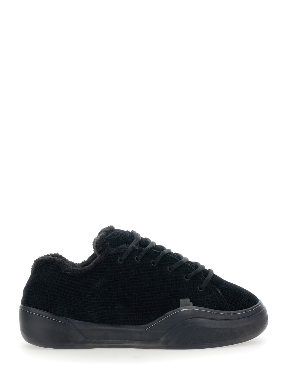 Erl Vamp Skate Black Low-top Sneaker With Front Logo In Velvet Man In Black