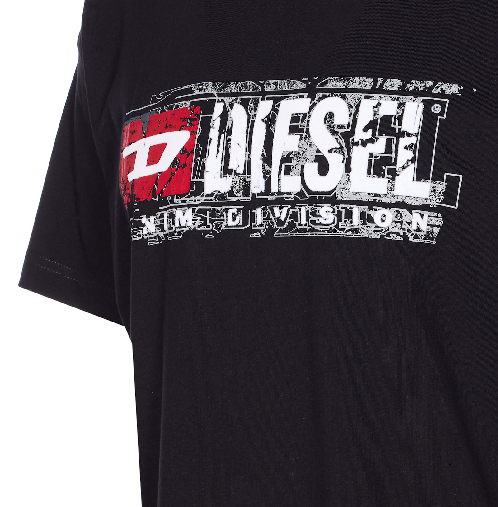 Diesel Men Crew-neck T-shirt With Print In Black