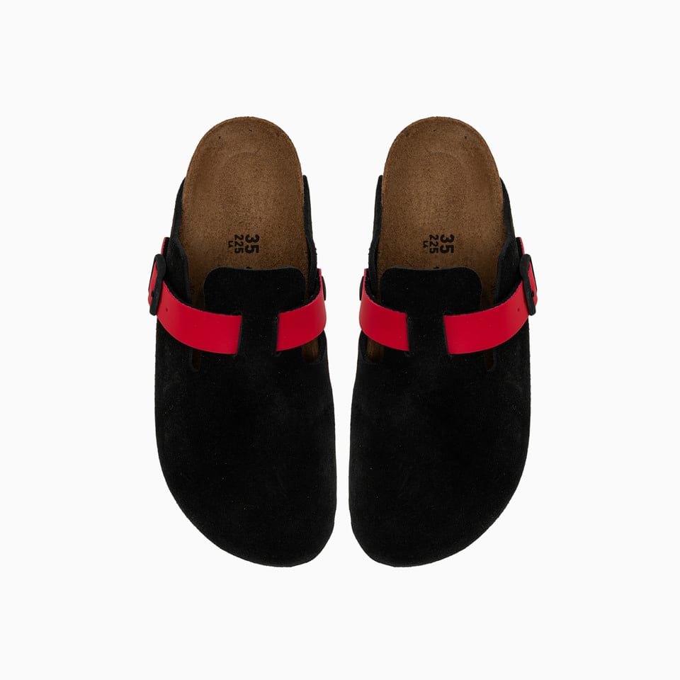 Birkenstock 1774 Boston Suede Sandals In Black