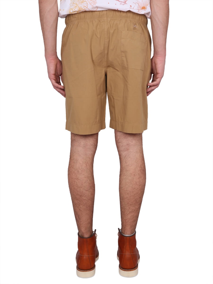 Ps By Paul Smith Ps Paul Smith Logo Patch Drawstring Deck Shorts In Beige