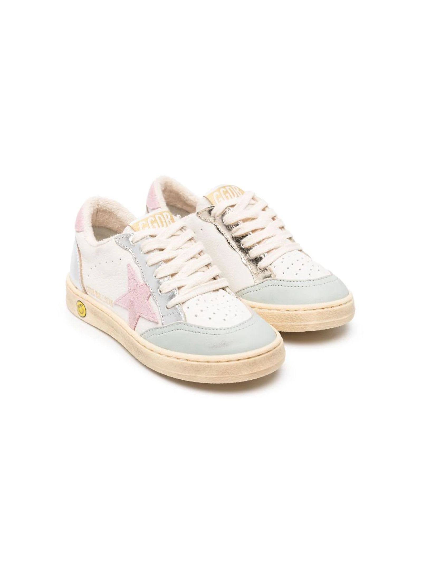 Golden Goose Kids' White Leather Sneakers In Bianco