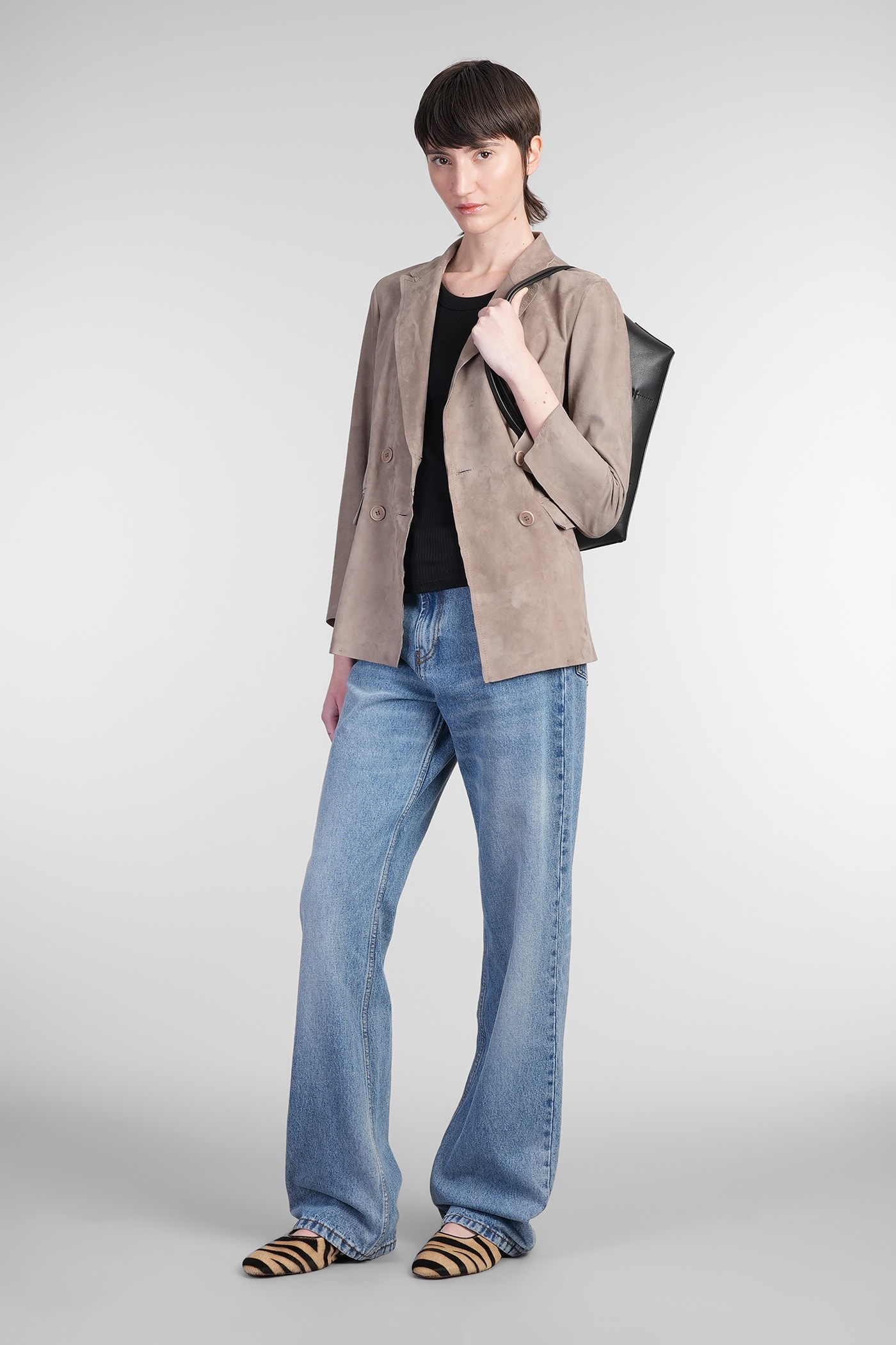 Salvatore Santoro Leather Jacket In Taupe Leather In Taupe
