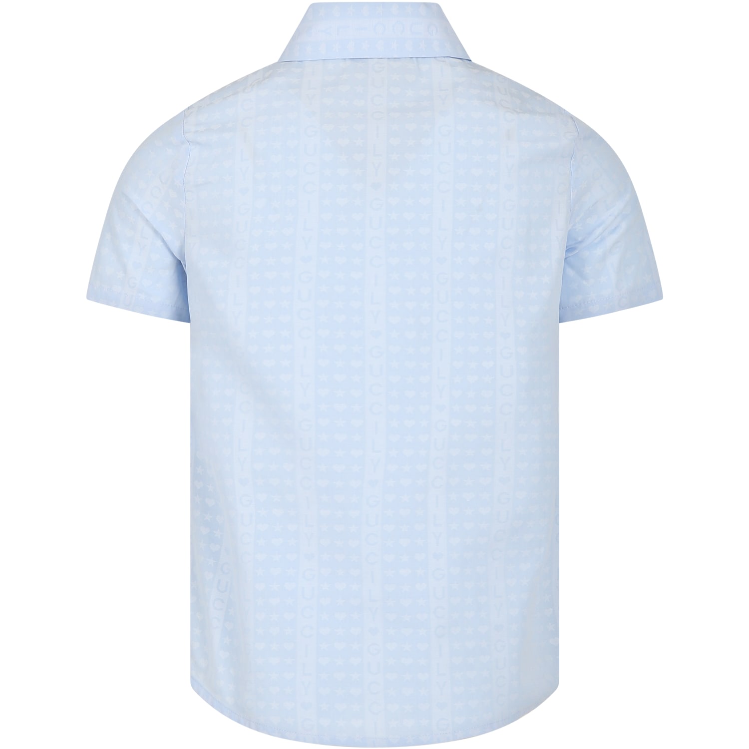 Shop Gucci Light Blue Shirt For Girl With Ly Writing