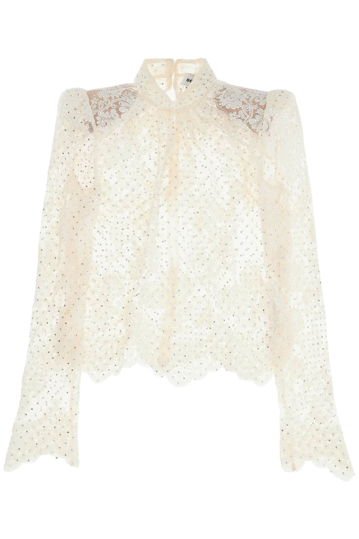 Rhinestone Embellished Lace Top