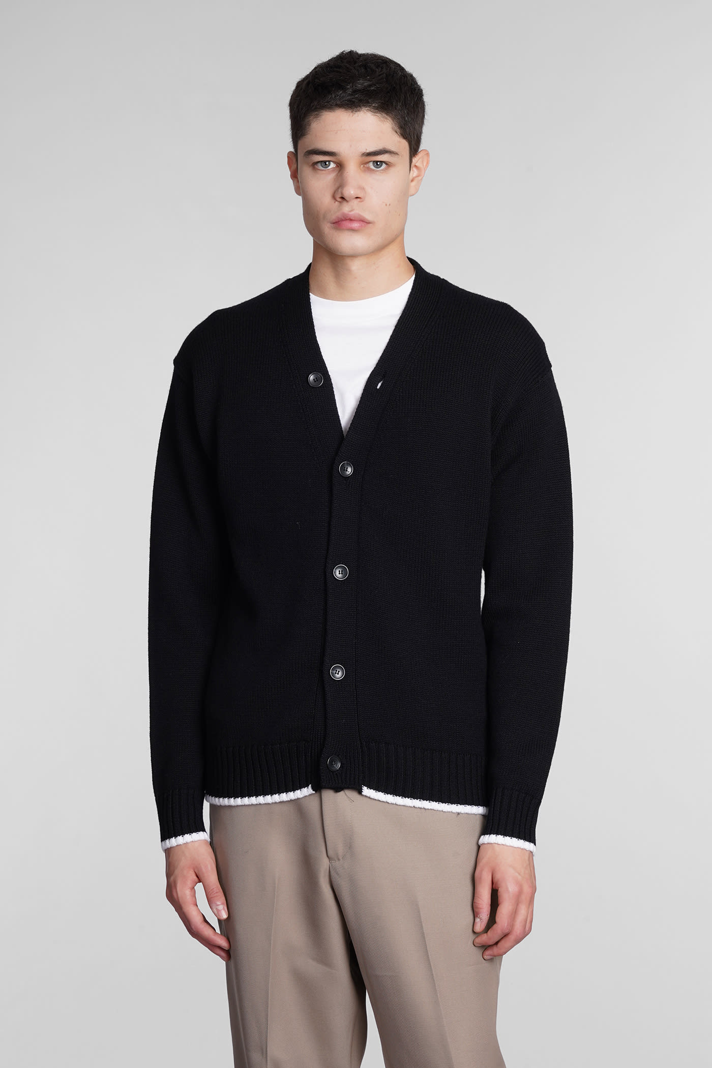 Low Brand Cardigan In Black Wool