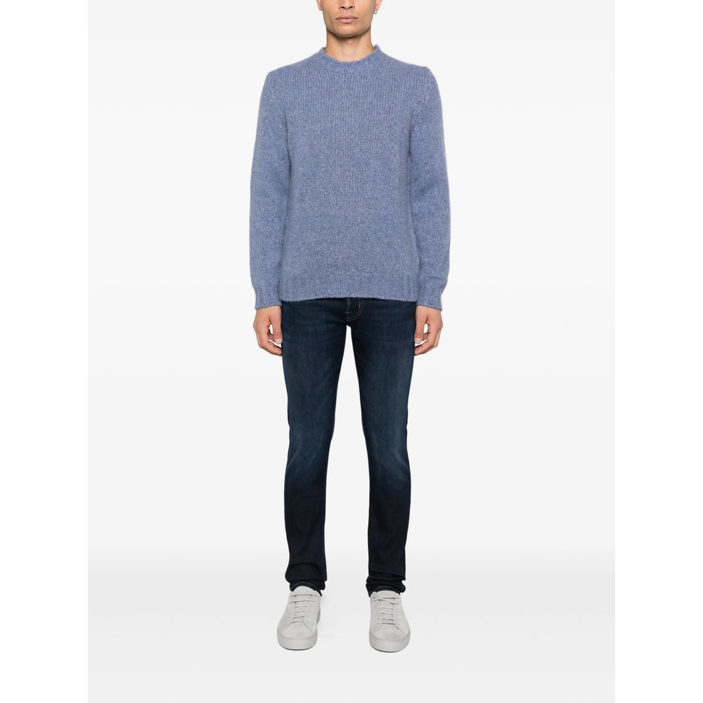 Fedeli Ribbed Crew-neck Sweater In Blue