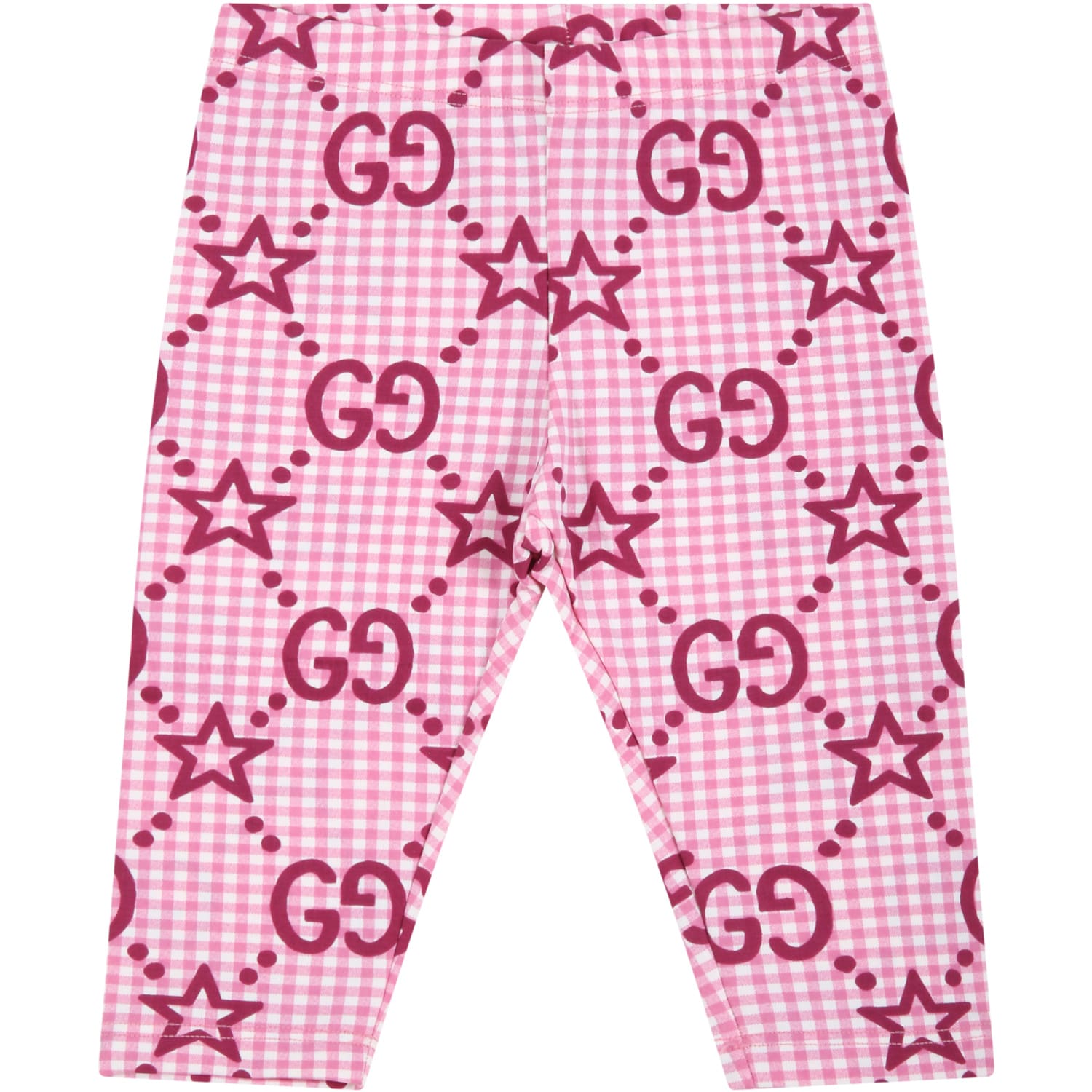 Gucci Pink Leggings For Baby Girl With Double Gg And Stars