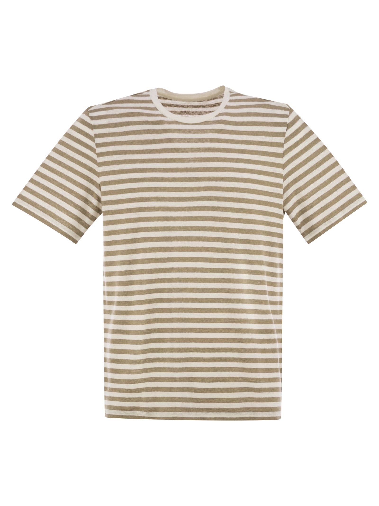 Striped Linen Crew-neck T-shirt