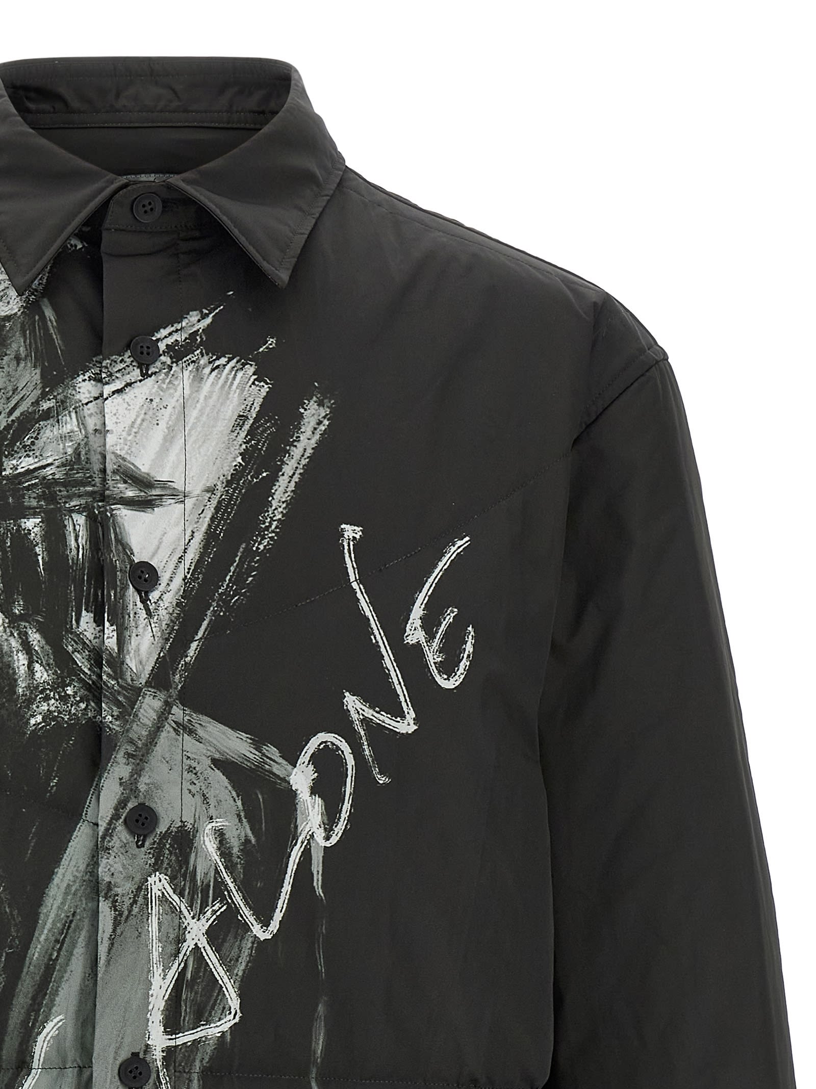 Yohji Yamamoto Padded Overshirt Shirt And Blouse Black In Black