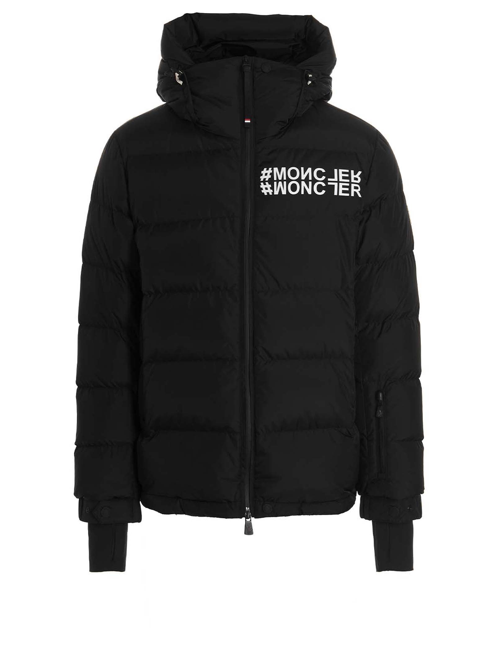 Moncler Isorno Logo Down Jacket In Black
