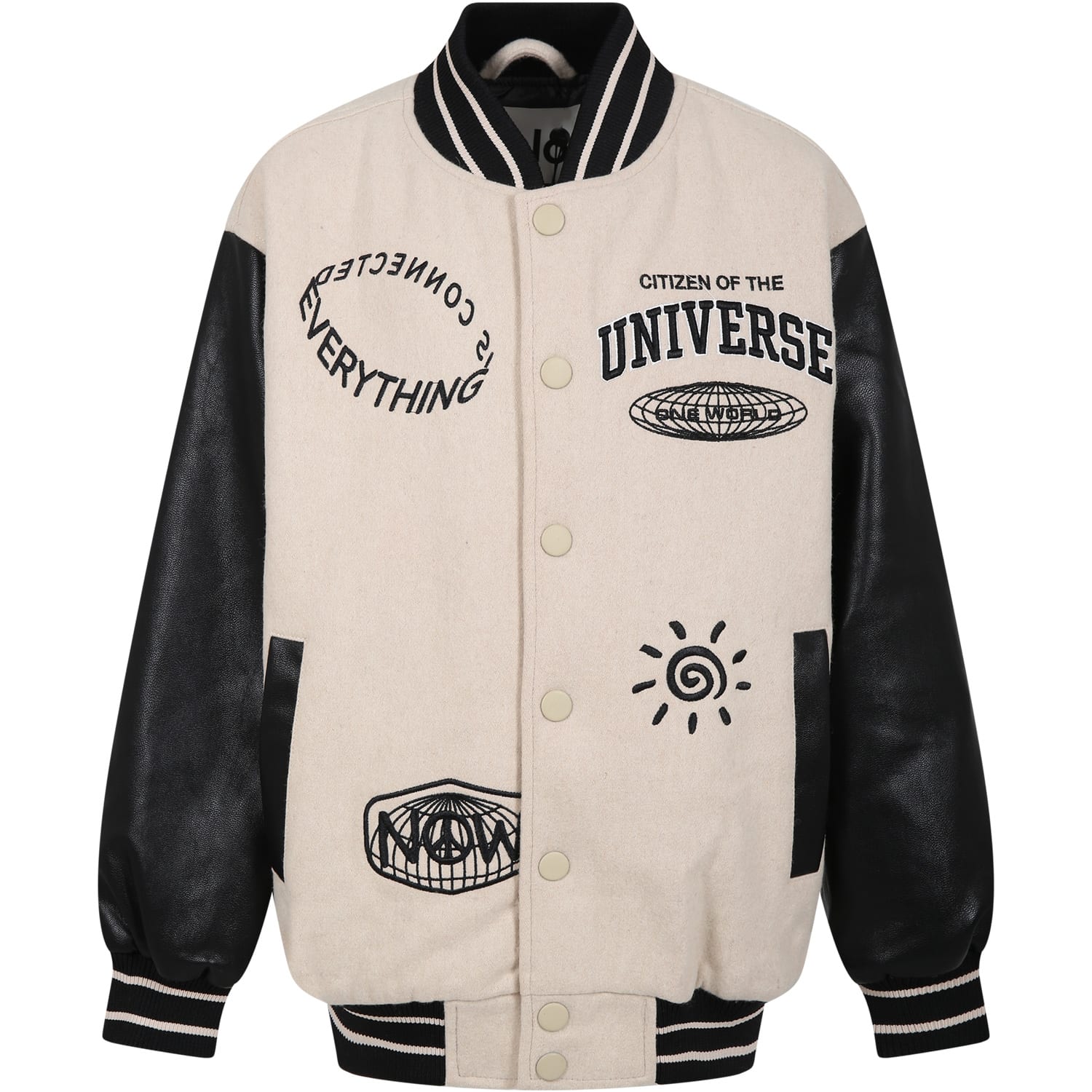 MOLO BEIGE BOMBER FOR KIDS WITH UNIVERSE WRITING