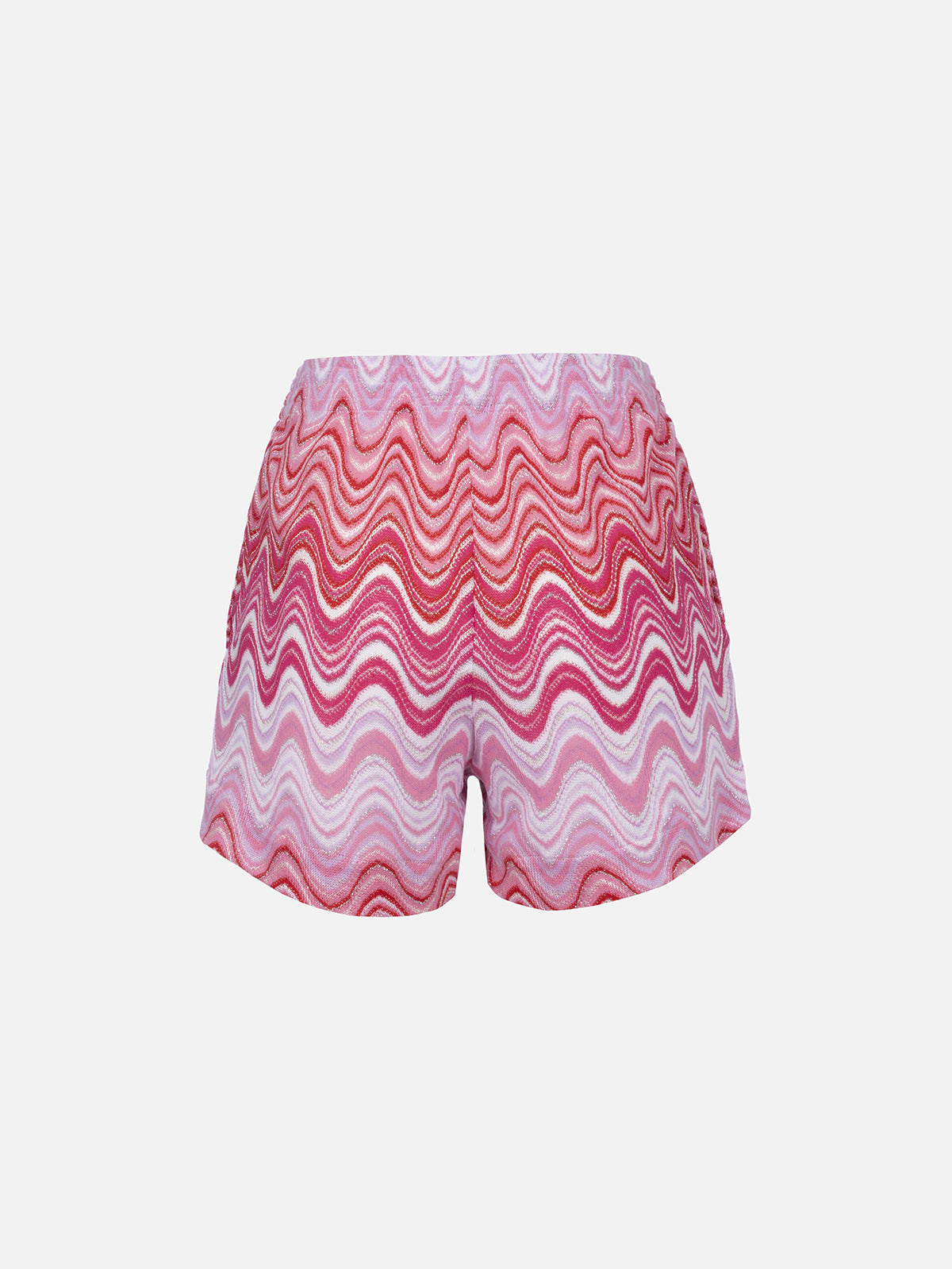 Shop Mc2 Saint Barth Woman Rachel Knit Fabric Pull Up Shorts Meave In Pink