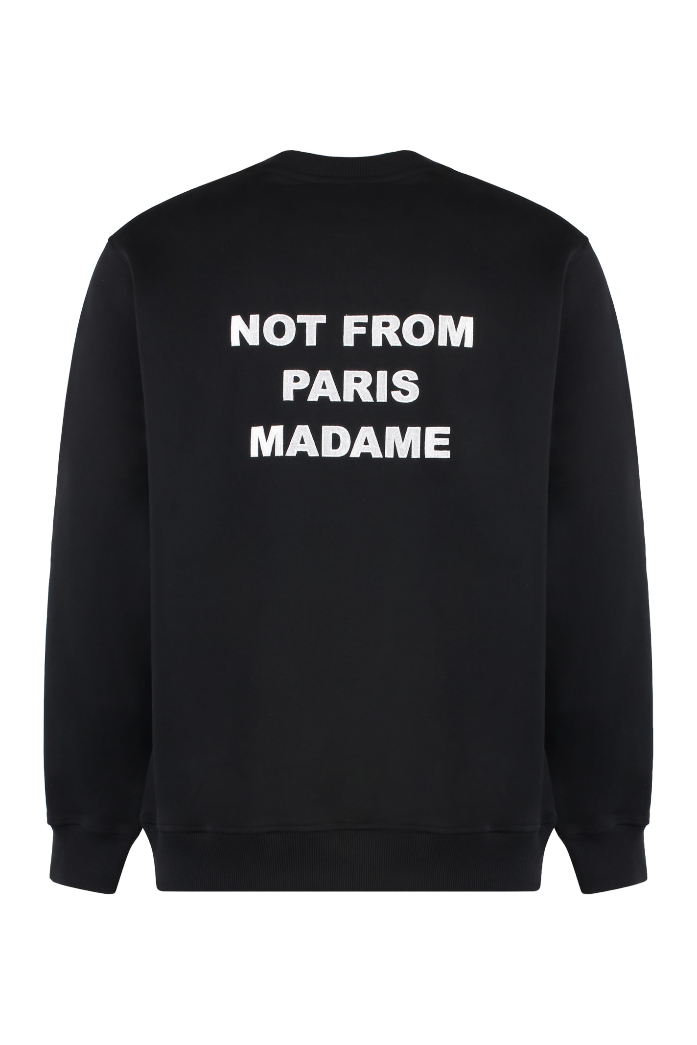 Drôle De Monsieur Black Sweatshirt With Bold Slogan And Elastic Hems In Black