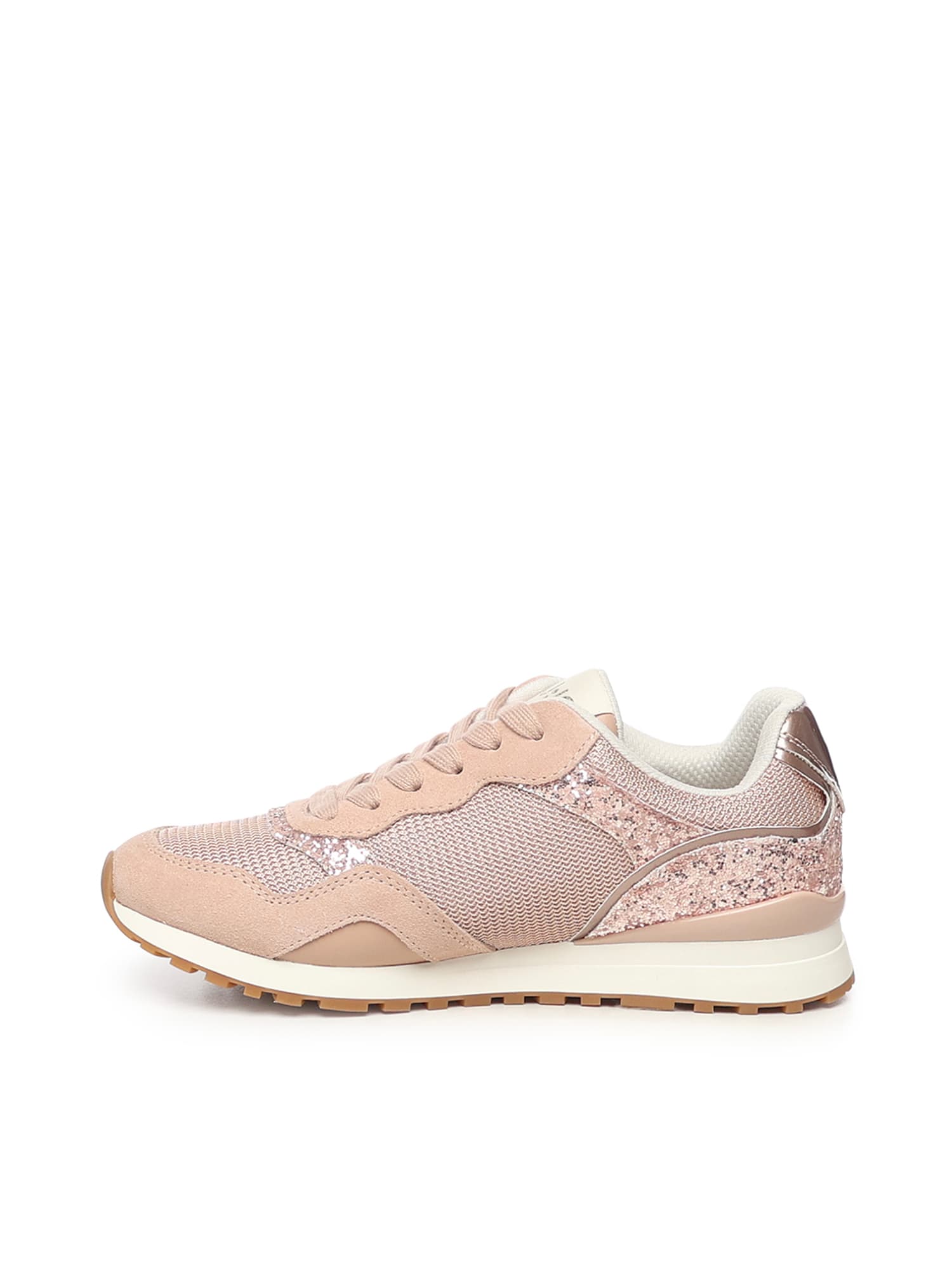 Liu •jo Glitter And Mesh Sneakers In Pink